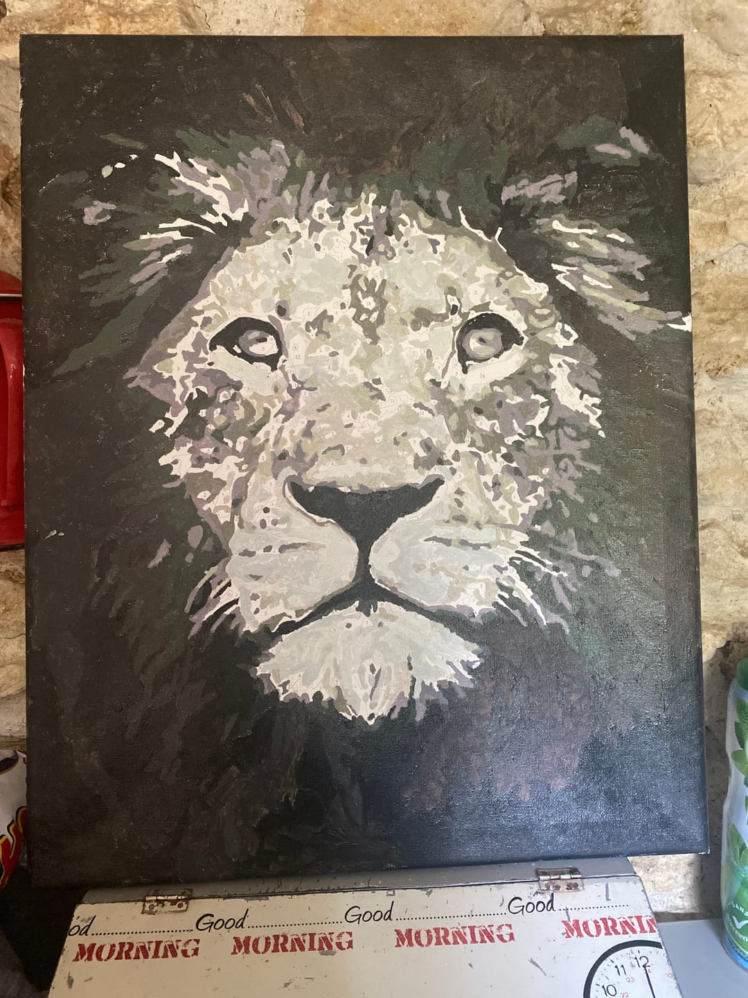 Customer photo review of Tête de lion en noir et blanc