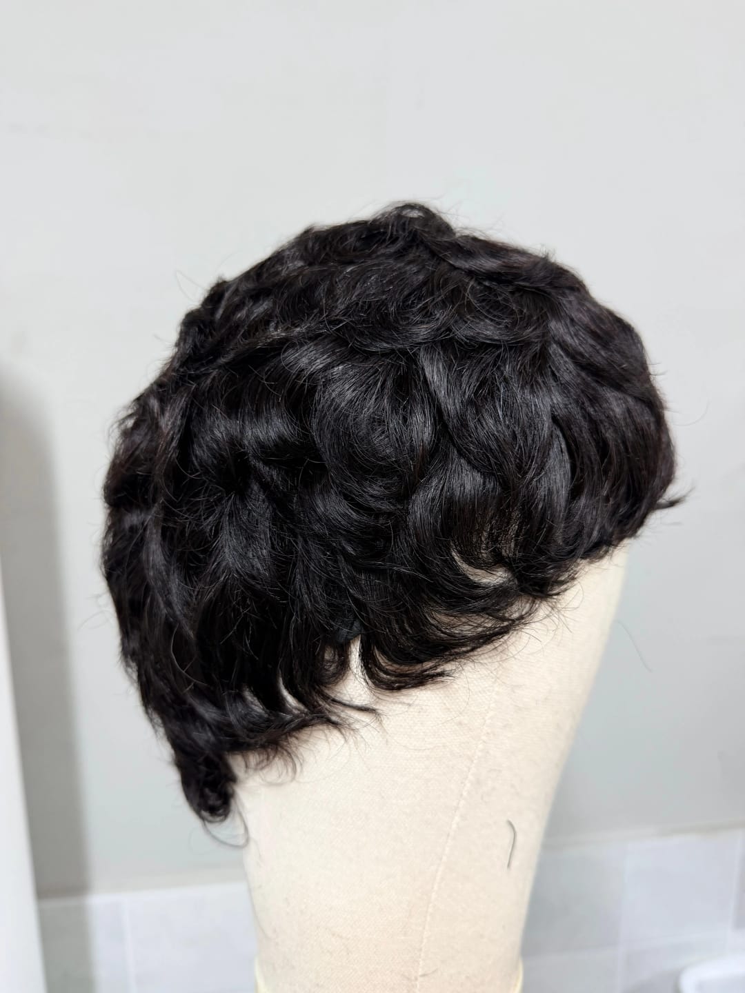 Customer photo review of Pixie Cut Wigs for Black Women, Curly Human Hair Glueless Pixie Cut Wig