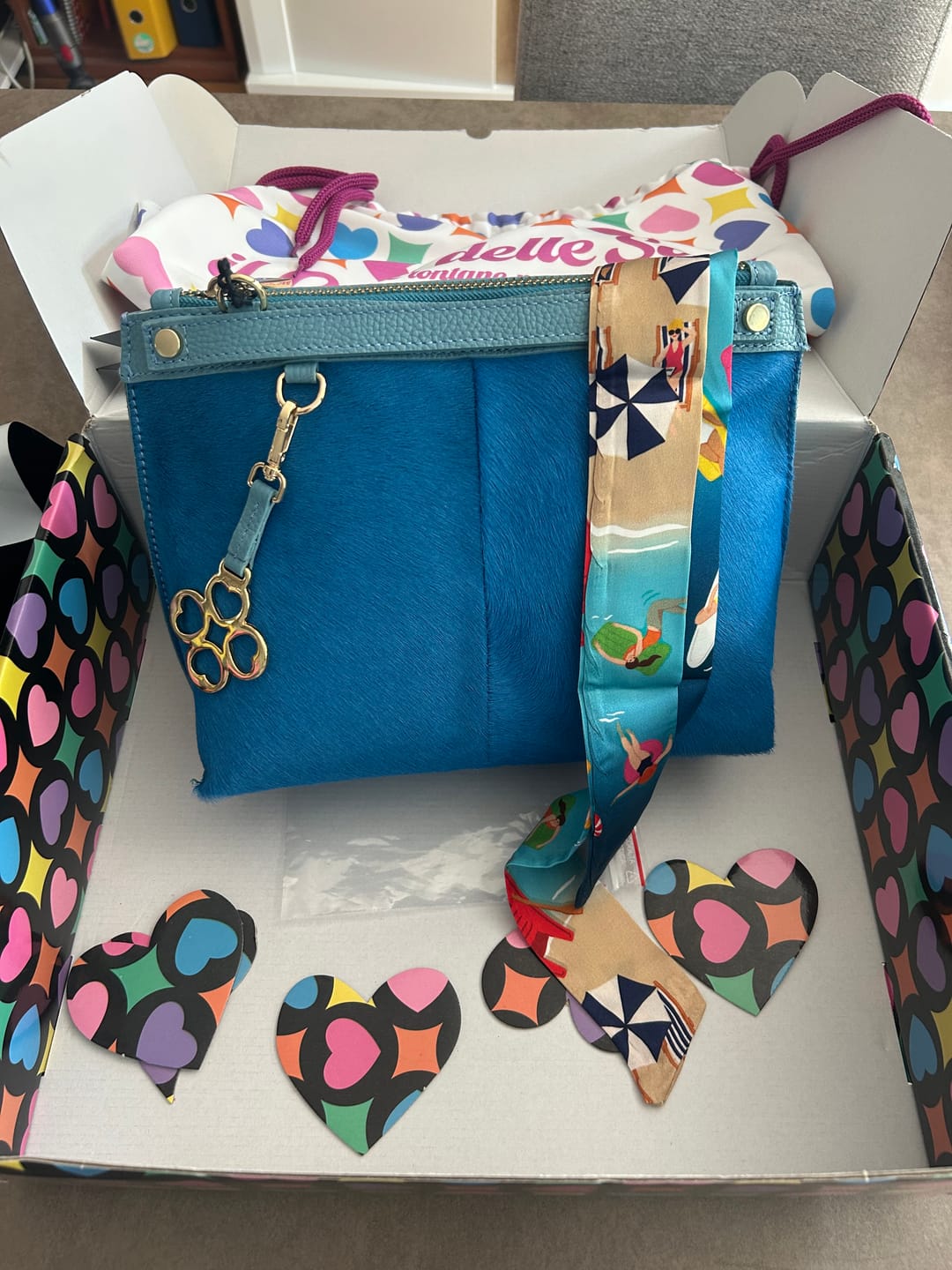 Customer photo review of BORSA MINI SOFY CAVALLINO CELESTE