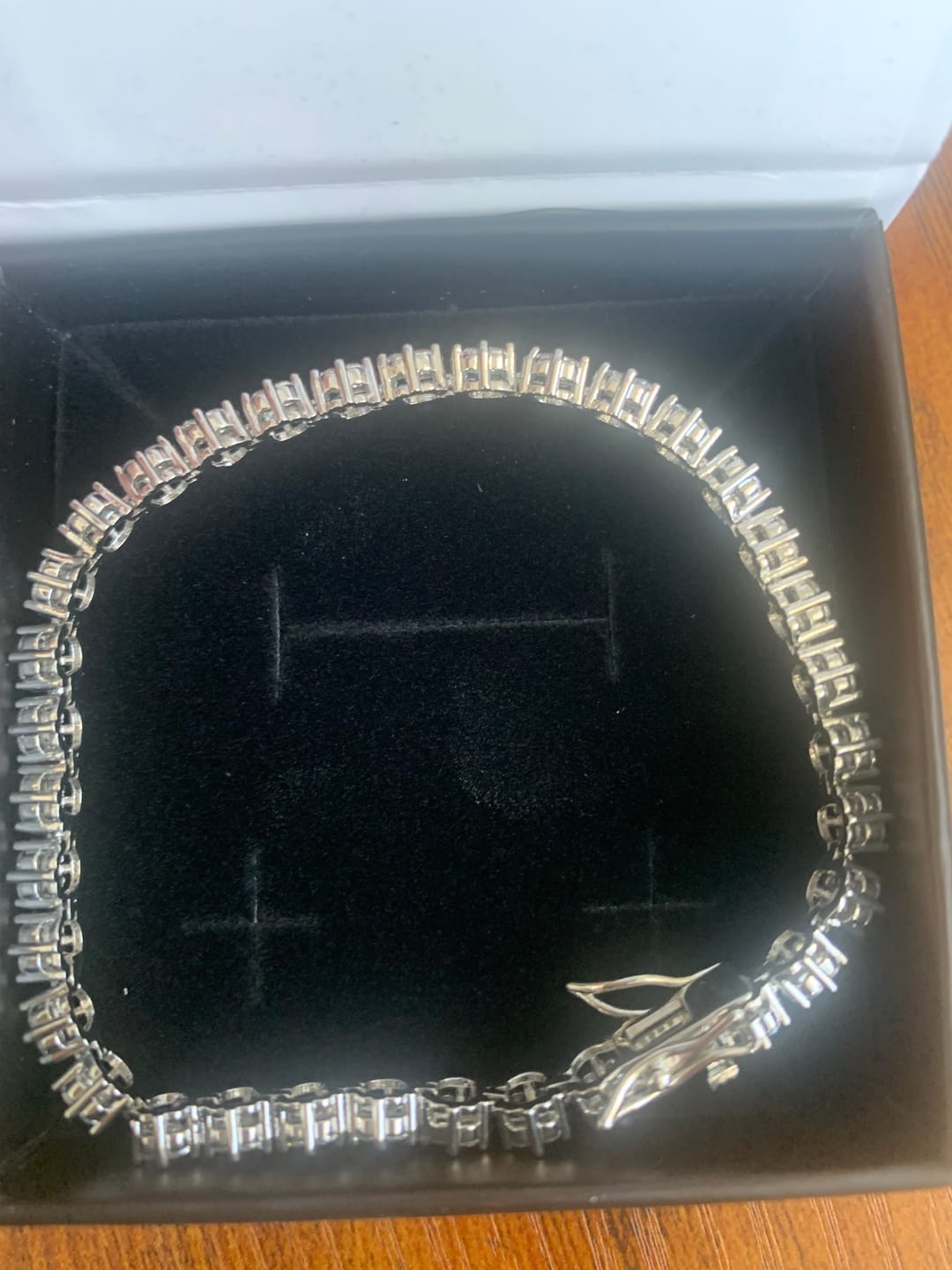 Customer photo review of Ally 18k White Gold Plated Tennis Bracelet with Simulated Diamond Crystals