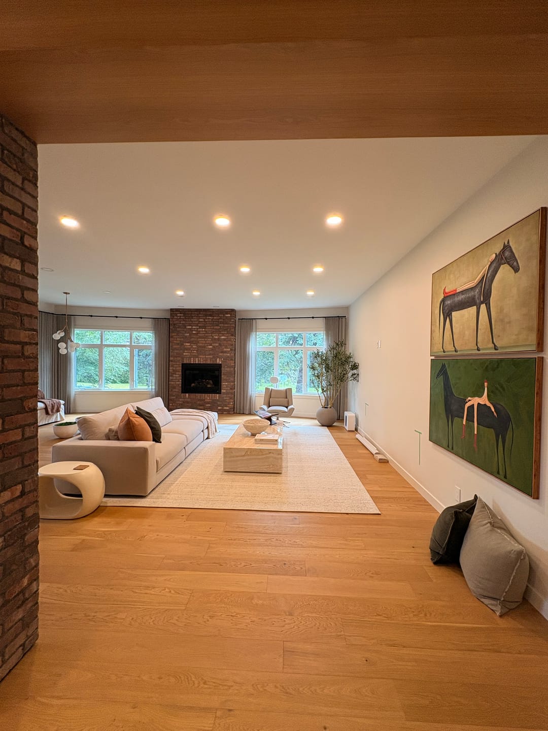 Customer photo review of Dreamy Companion – Modern Whimsical Canvas Art | Minimalist Surrealism Living Room Art