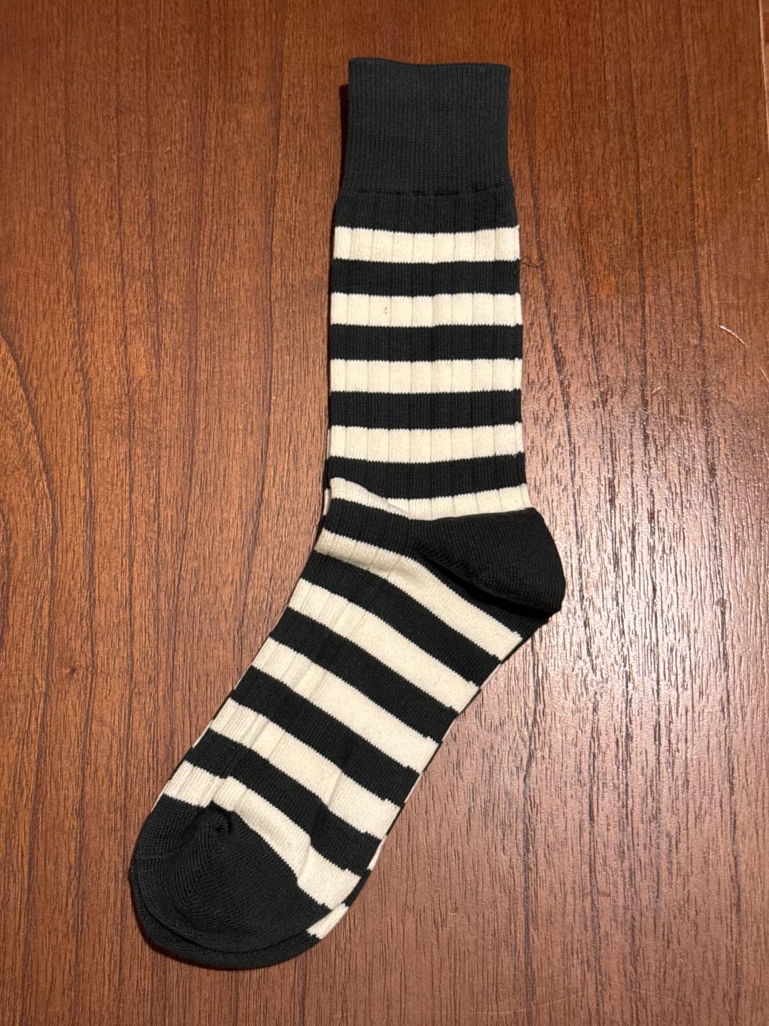 Customer photo review of Retro Striped Cotton Socks - Green/White