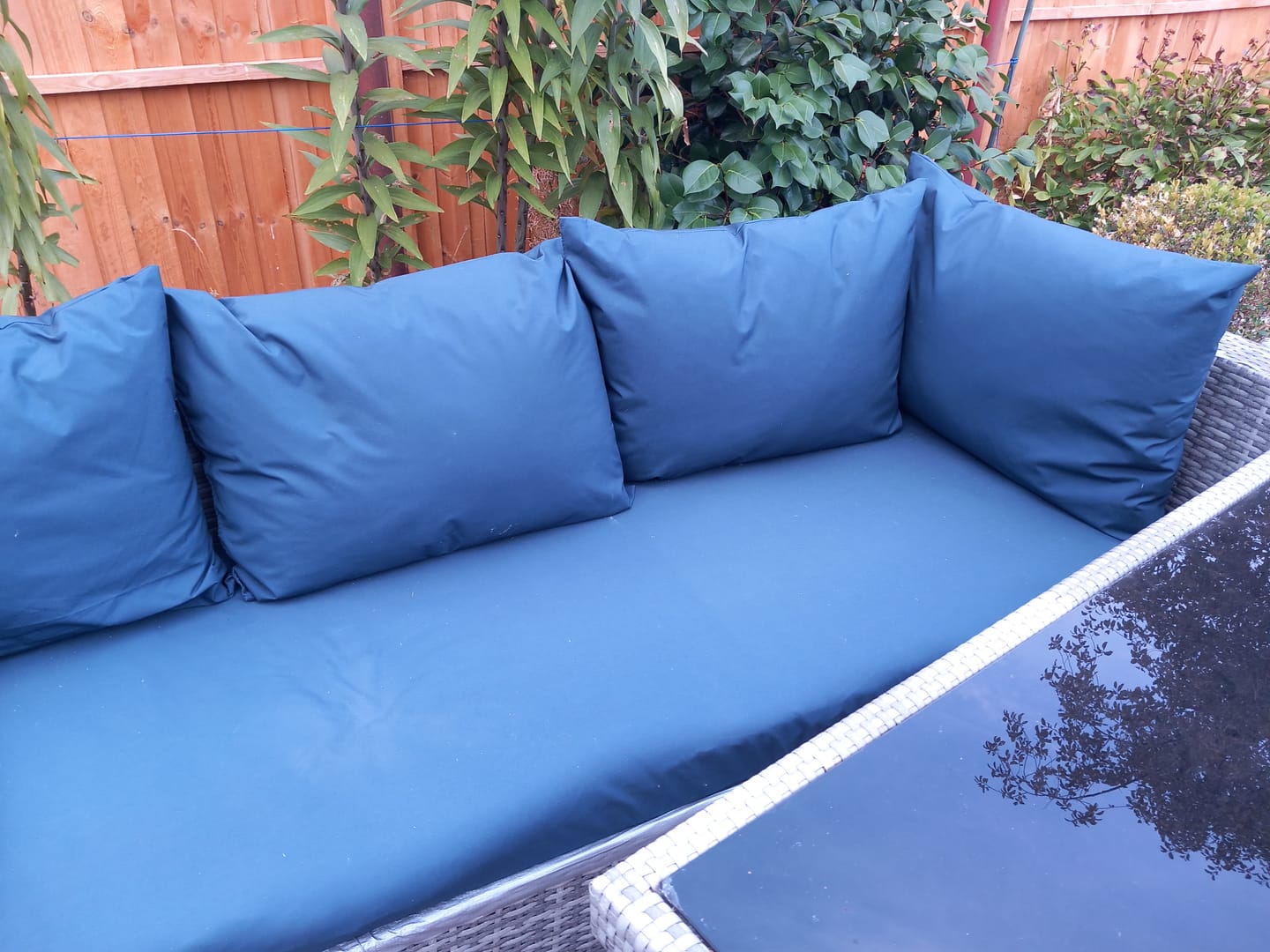 Customer photo review of Midnight Navy Water Resistant Waxed Cotton Fabric