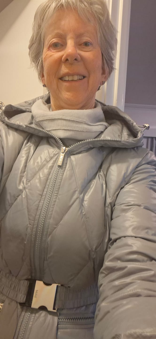 Customer photo review of Anita Women's 90/10 Down Quilted Jacket - Ice Blue