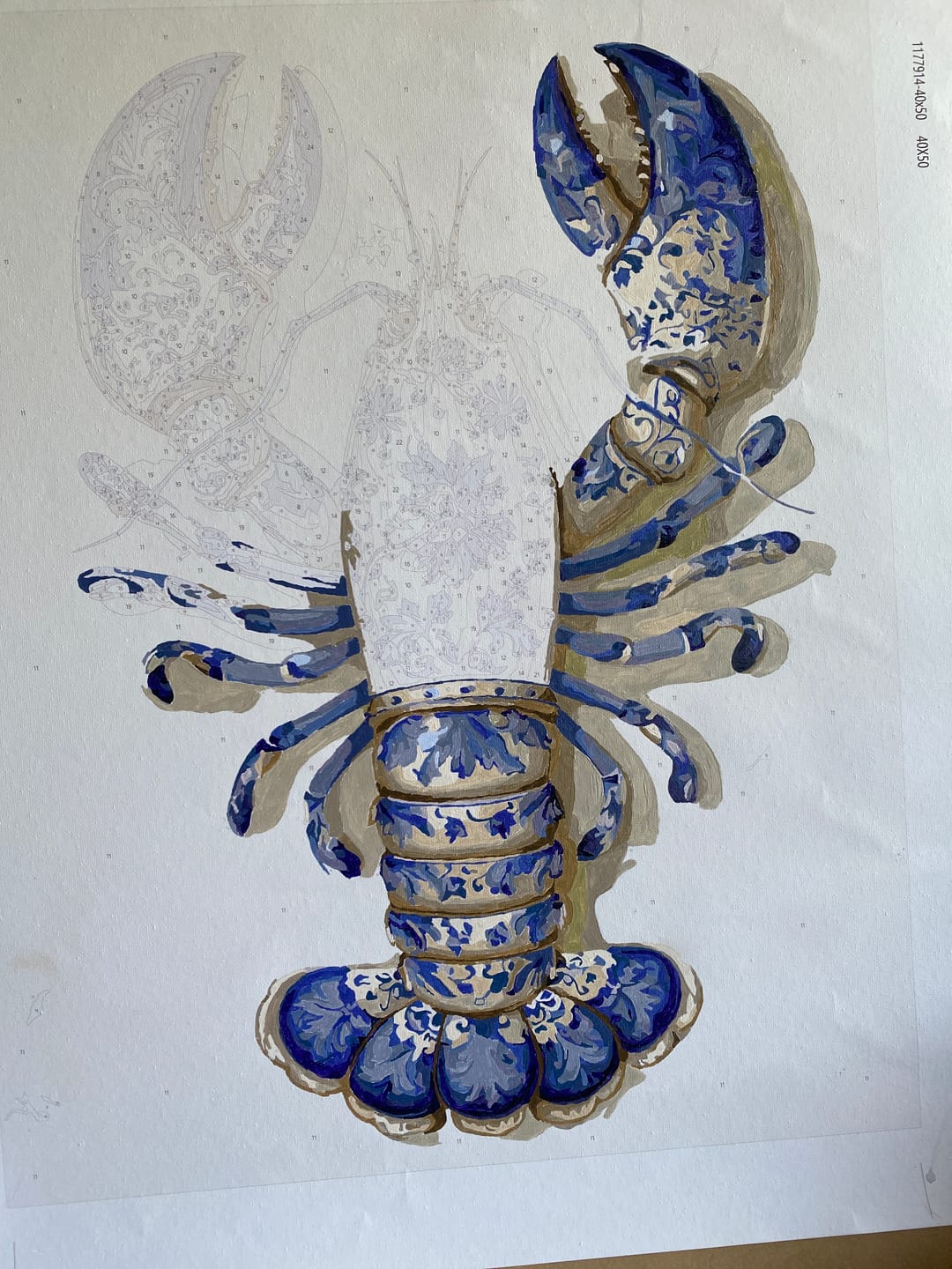 Customer photo review of Delft Lobster | Paint by Number