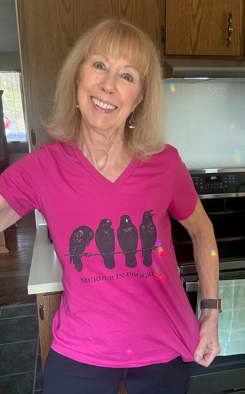 Customer photo review of Murder In Progress Crows V-Neck T-Shirt