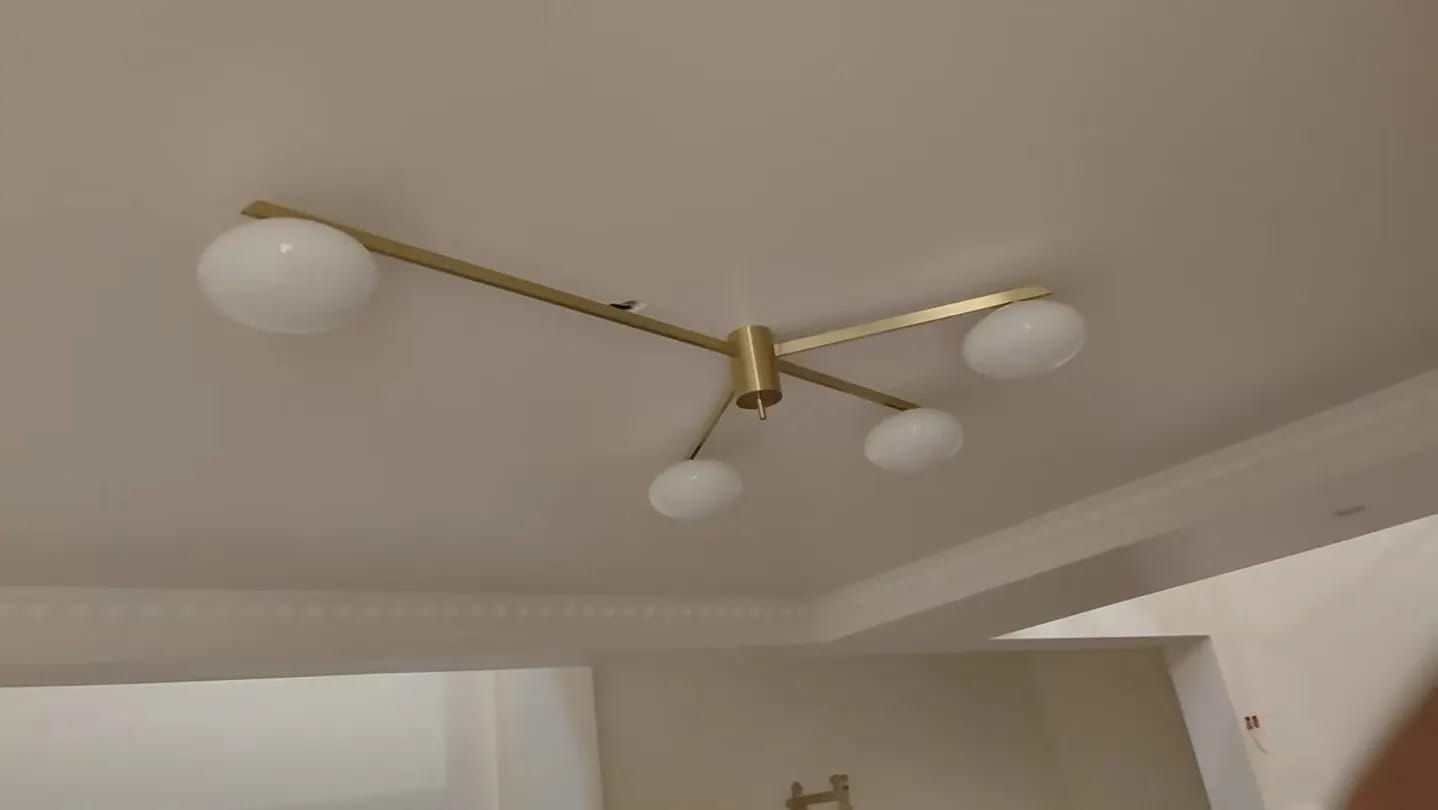 Customer photo review of Ceiling Light, Jasper Brass Sputnik, White Glass Oval Shades, G9, Low Profile