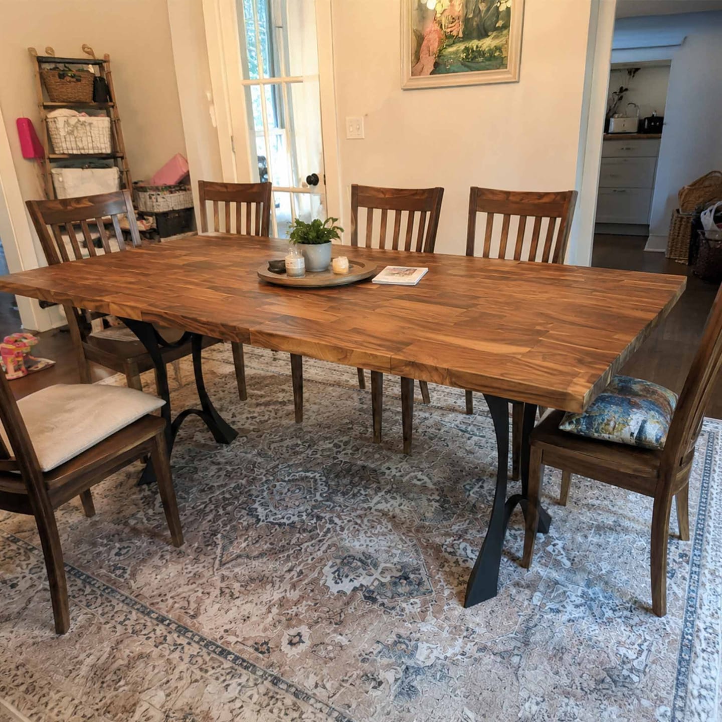 Customer photo review of Dining Table with Butcher Block Wood Top for Dining Room - 405 Joxie