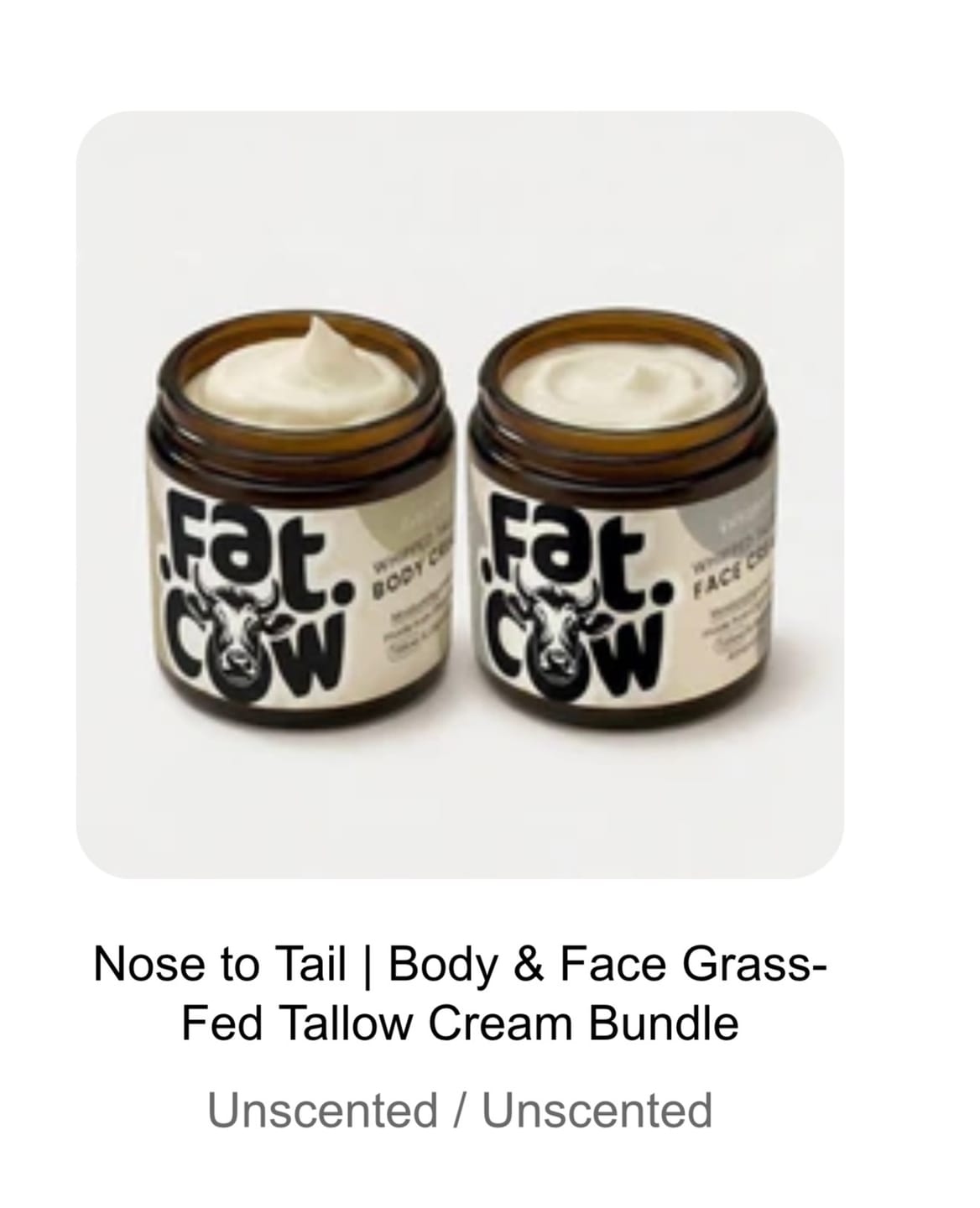 Customer photo review of Nose to Tail | Body & Face Grass-Fed Tallow Cream Bundle