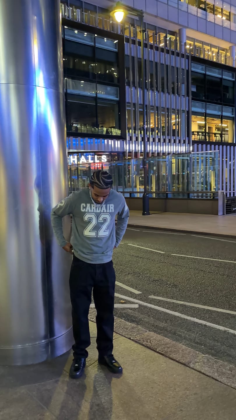 Customer photo review of Varsity Long Sleeve T Shirt - Olive