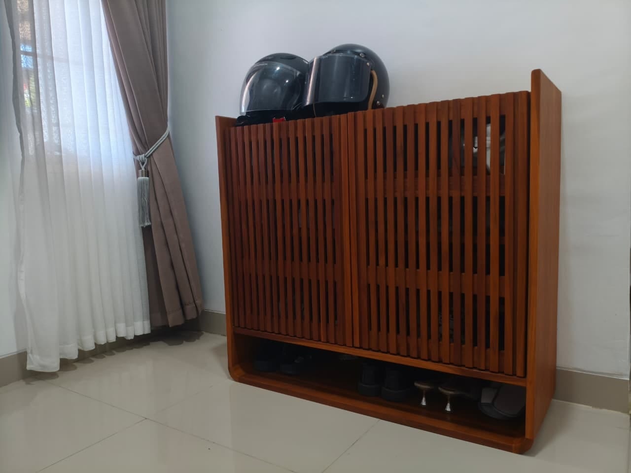 Customer photo review of Custom-Made | Medium Size Teak Shoe Cabinet