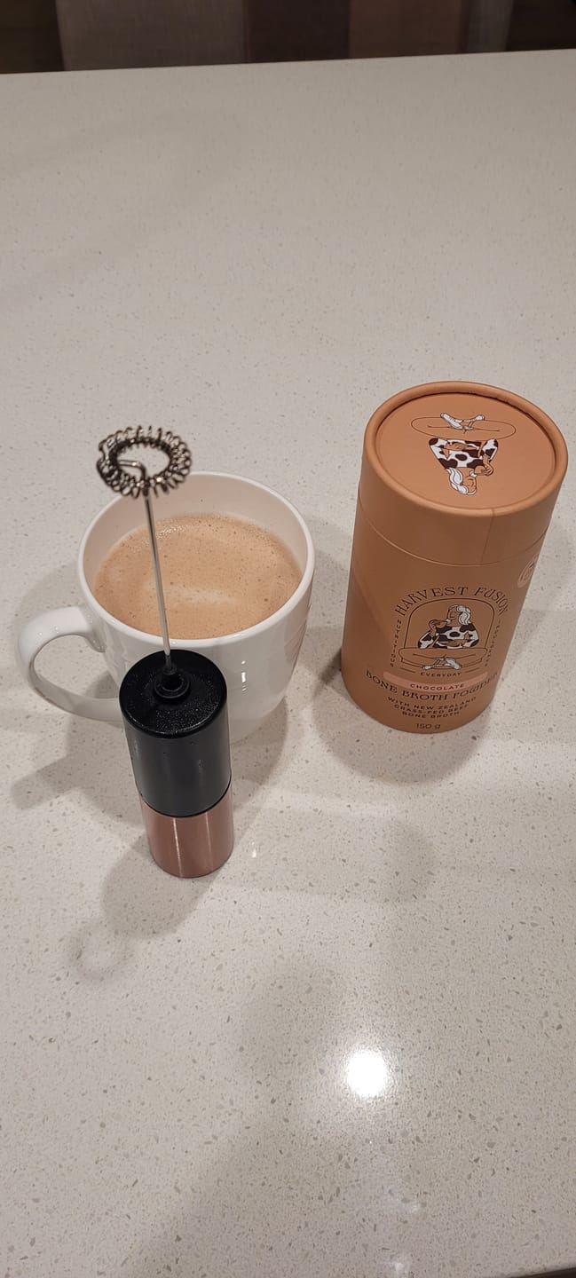 Customer photo review of Chocolate Bone Broth Powder