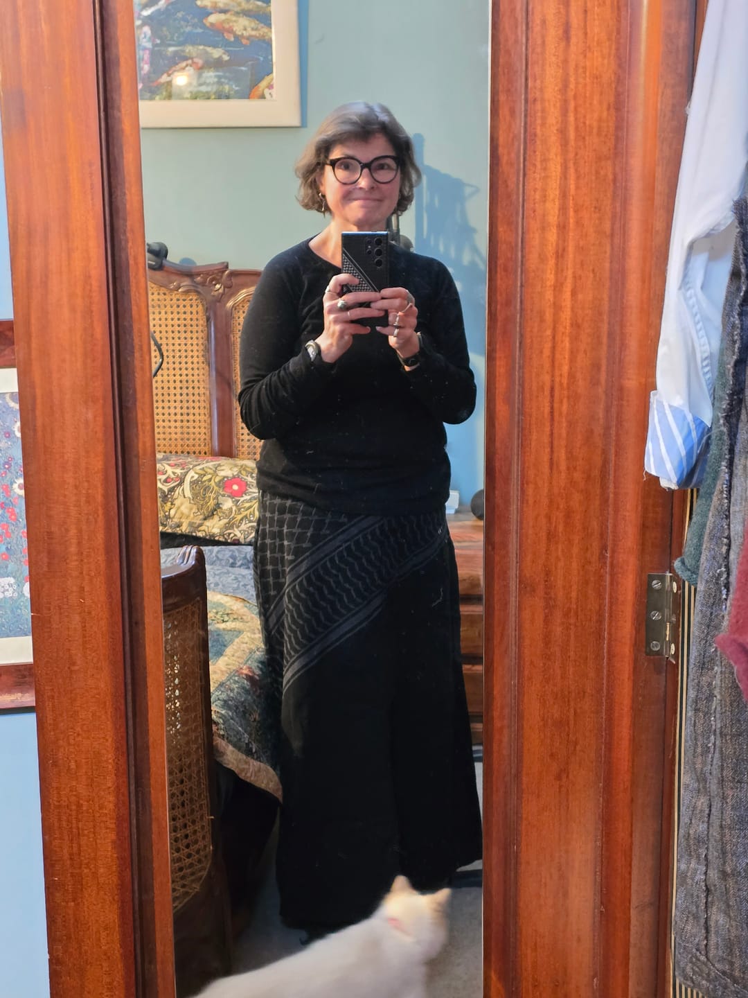 Customer photo review of Kuffiyah Engraved Denim Skirt