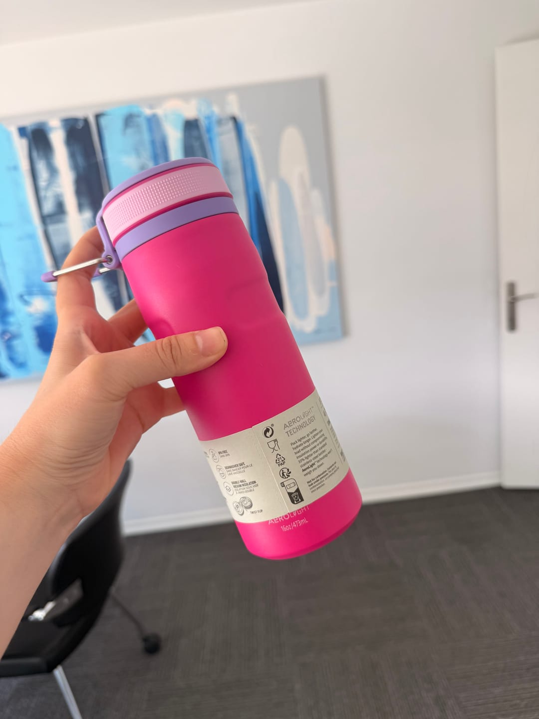 Customer photo review of Stanley The IceFlow Twist Flip Termos 0.47L Violet