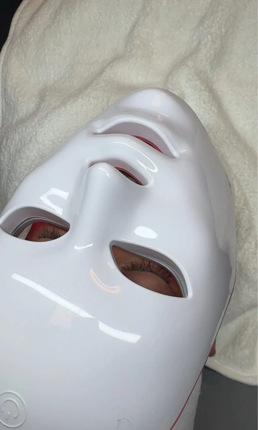 Customer photo review of 7 Colors LED Facial Mask for At-Home Beauty Care