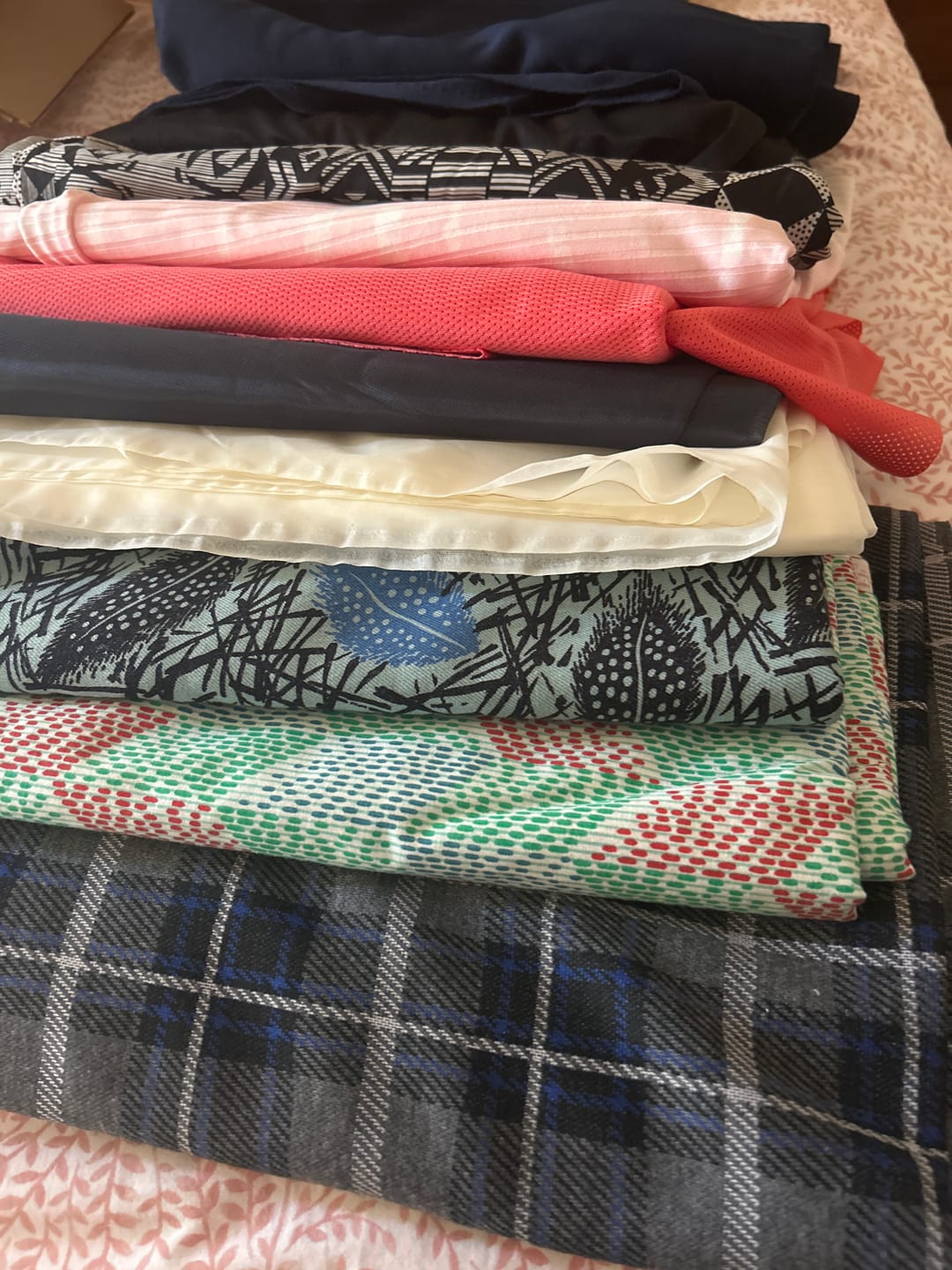 Customer photo review of 50p A Metre: Print & Plain Fabric Bundle