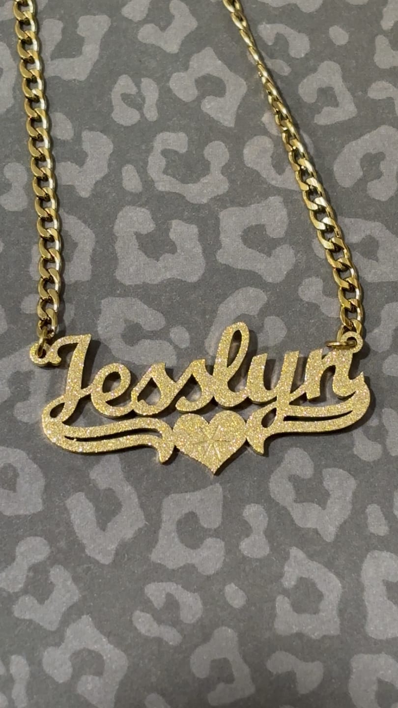 Customer photo review of Diamond Cut Love Heart Name Necklace