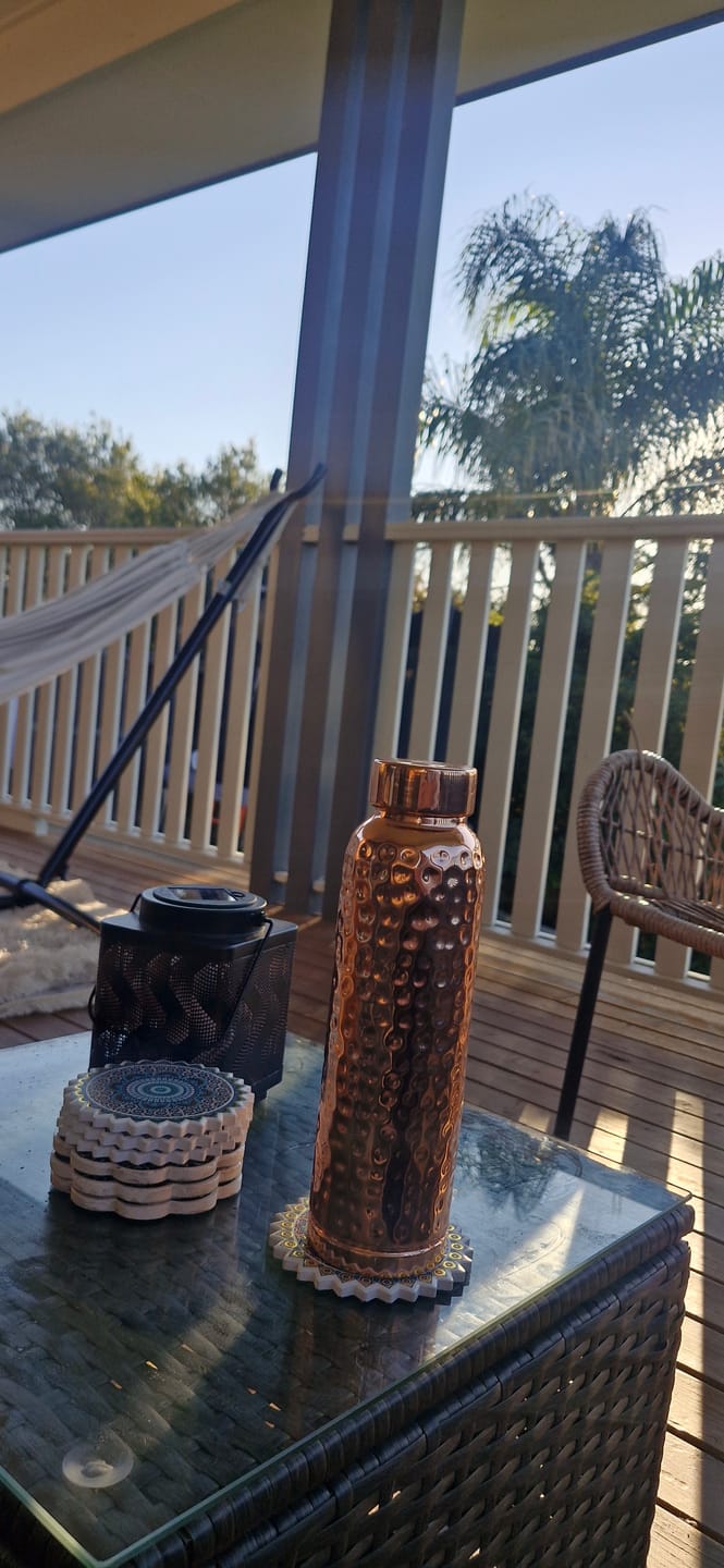 Customer photo review of Hammered Pure Copper Water Bottle 950ml