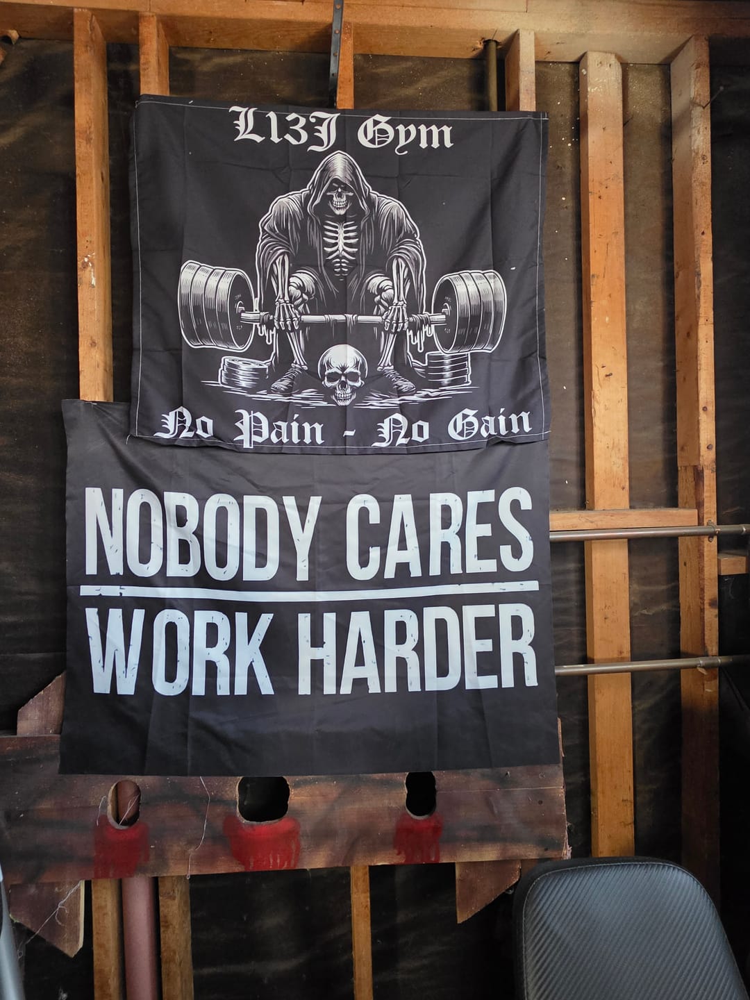 Customer photo review of Custom Gym Flag Banner Welcome to Weight Lifting Hell 11344