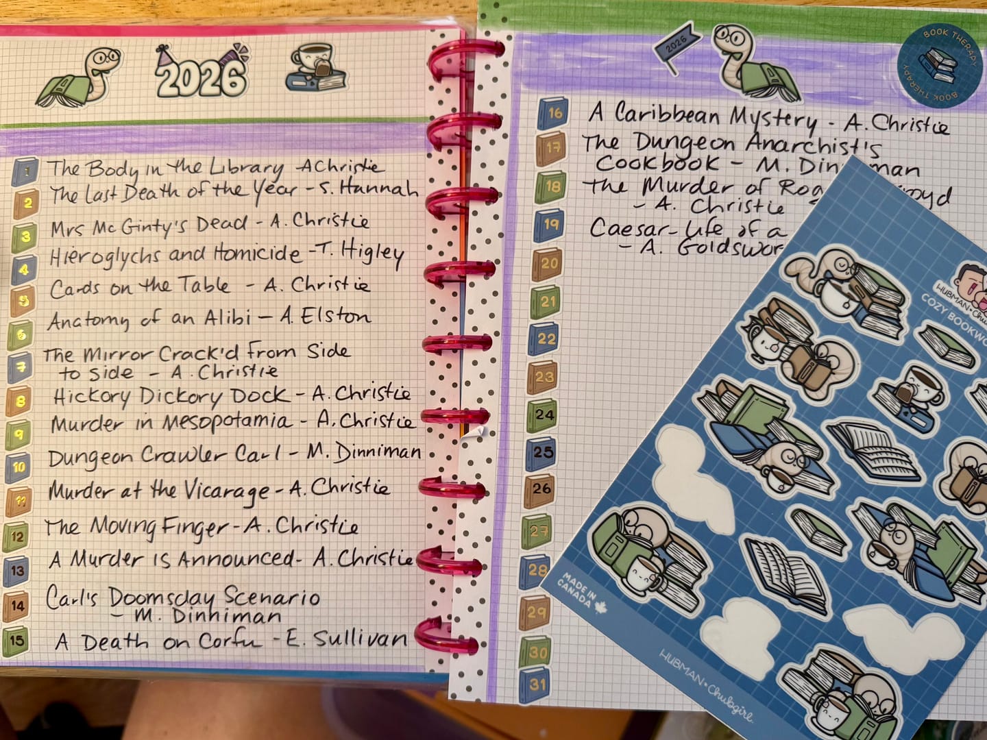 Customer photo review of Cozy Bookworm Sticker Sheet