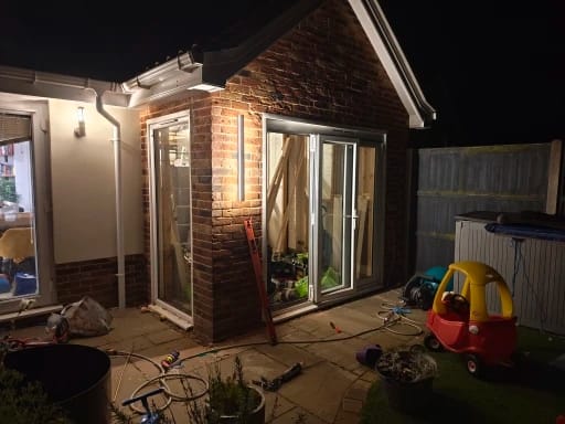 Customer photo review of Raymo Outdoor Wall Light With Linear LED Strip, Black IP65