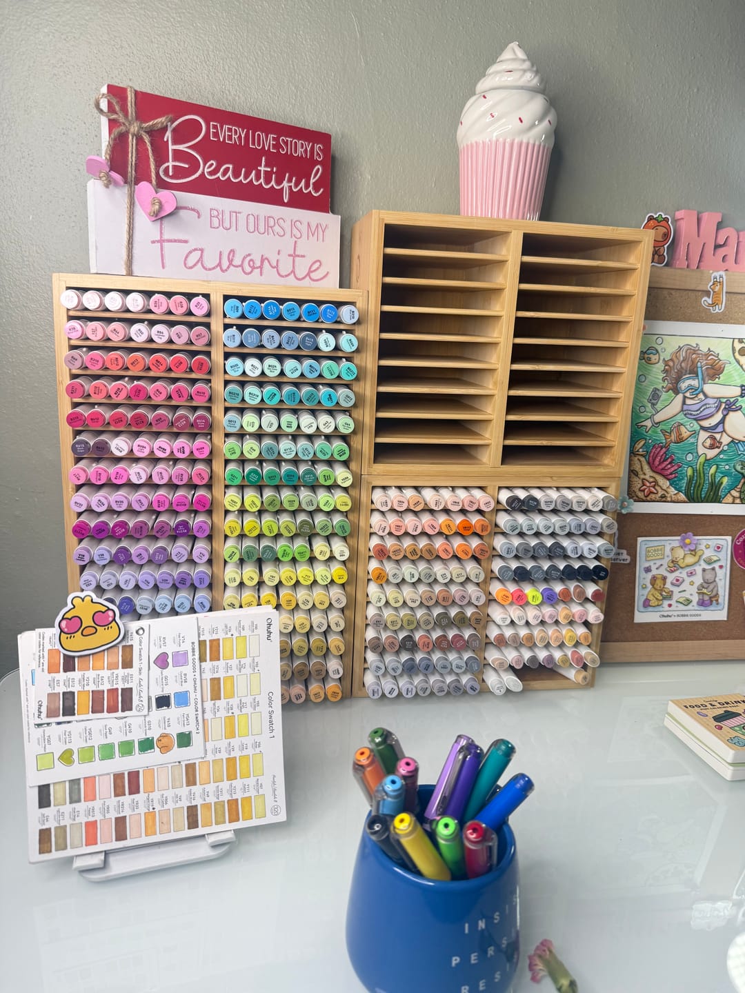 Customer photo review of Ohuhu Bamboo Marker Organizer