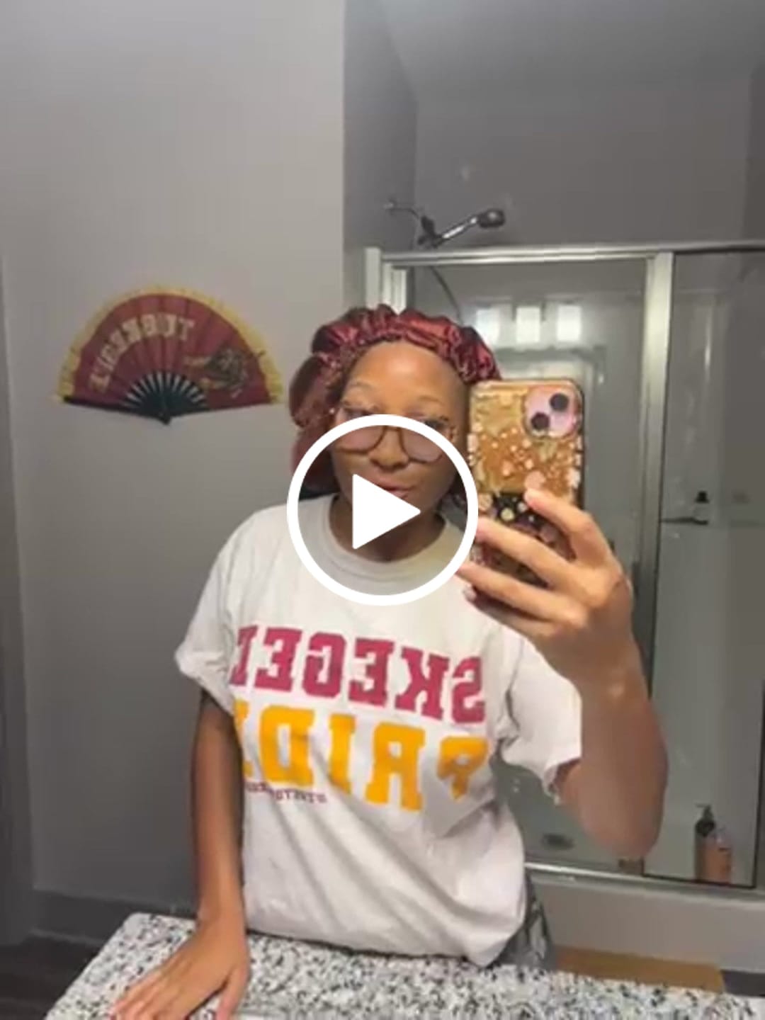 Customer video review of Peachy Rust Double Layer Bonnet