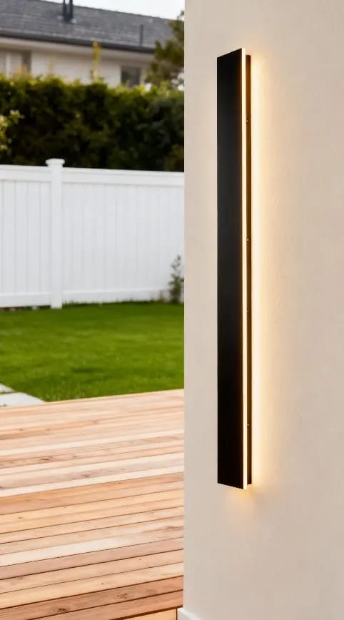 Customer photo review of Raymo Outdoor Wall Light With Linear LED Strip, Black IP65