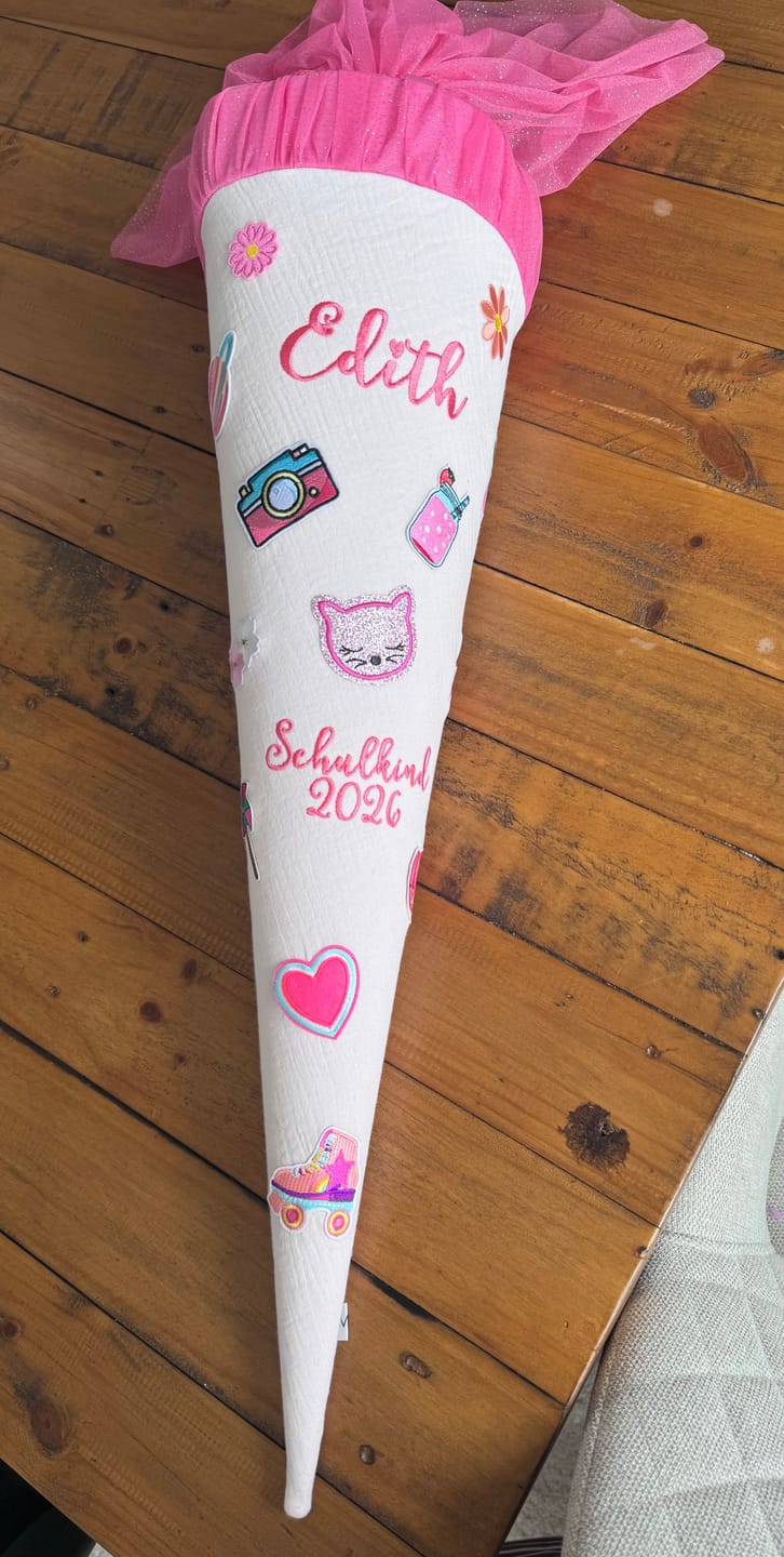 Customer photo review of Schultüte Musselin nach Wunsch | freie Farbwahl | individuelles Motiv