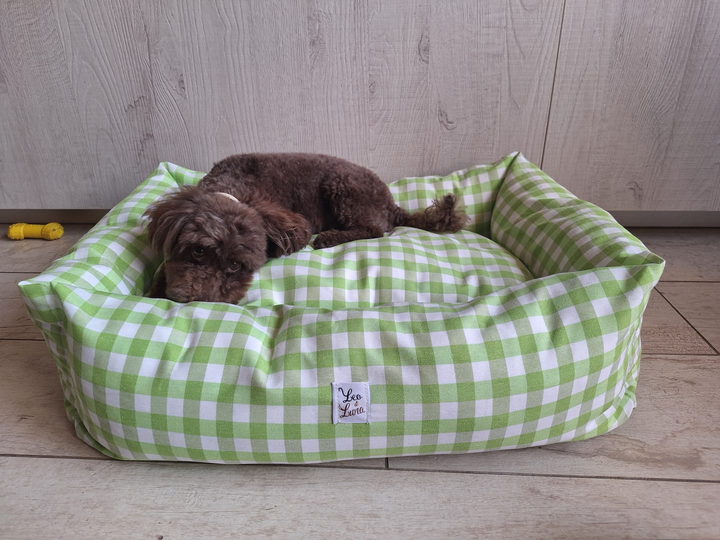 Customer photo review of Cover Divanetto Cotone Quadretto Pistacchio