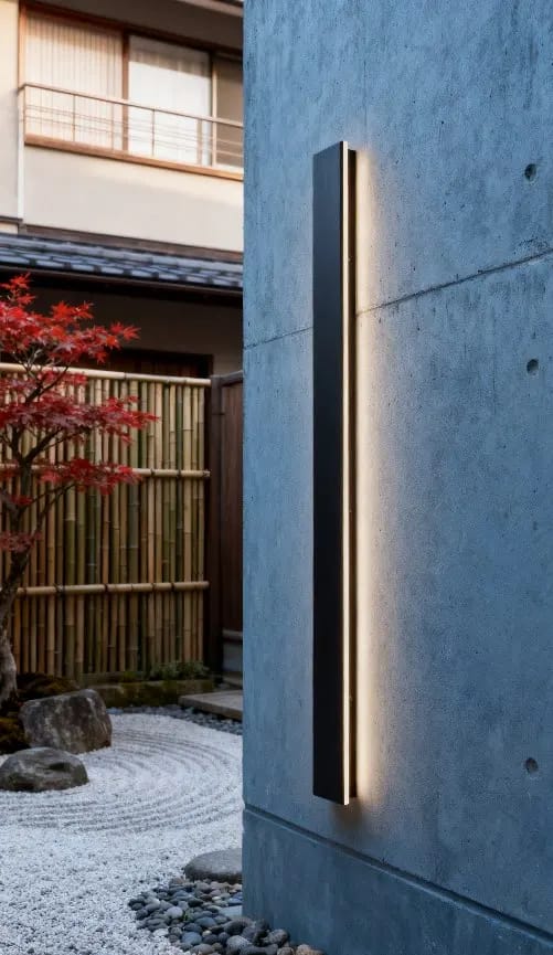 Customer photo review of Raymo Outdoor Wall Light With Linear LED Strip, Black IP65