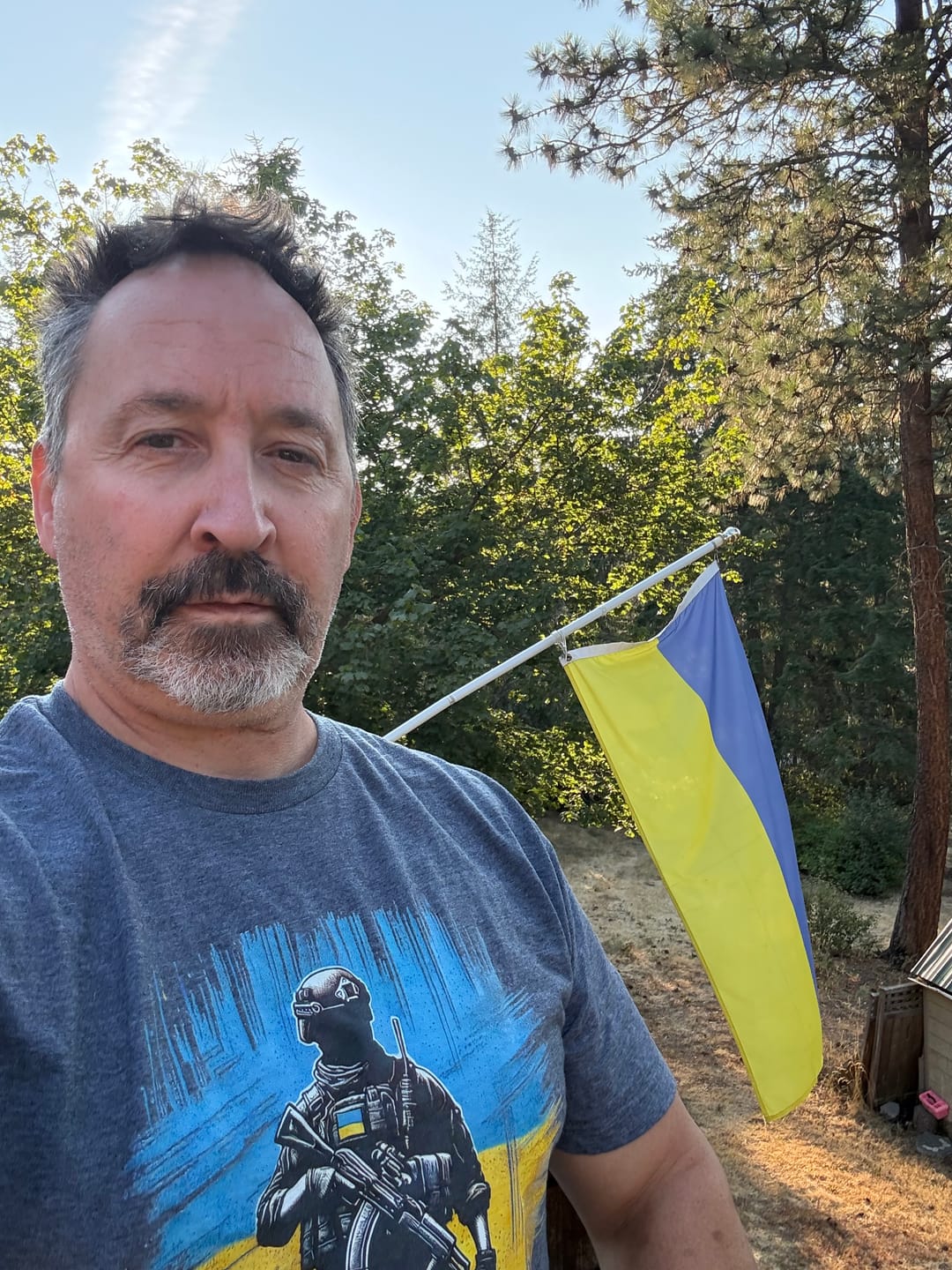 Customer photo review of Slava Ukraini: Defender of Ukraine T-Shirt