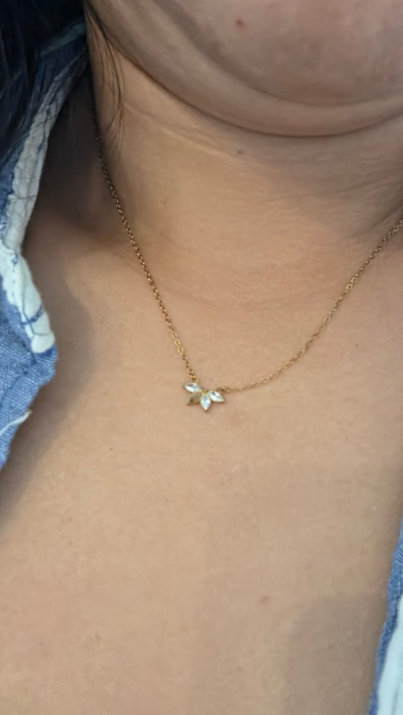 Customer photo review of Tiffany Crystal Leaf Pendant Necklace