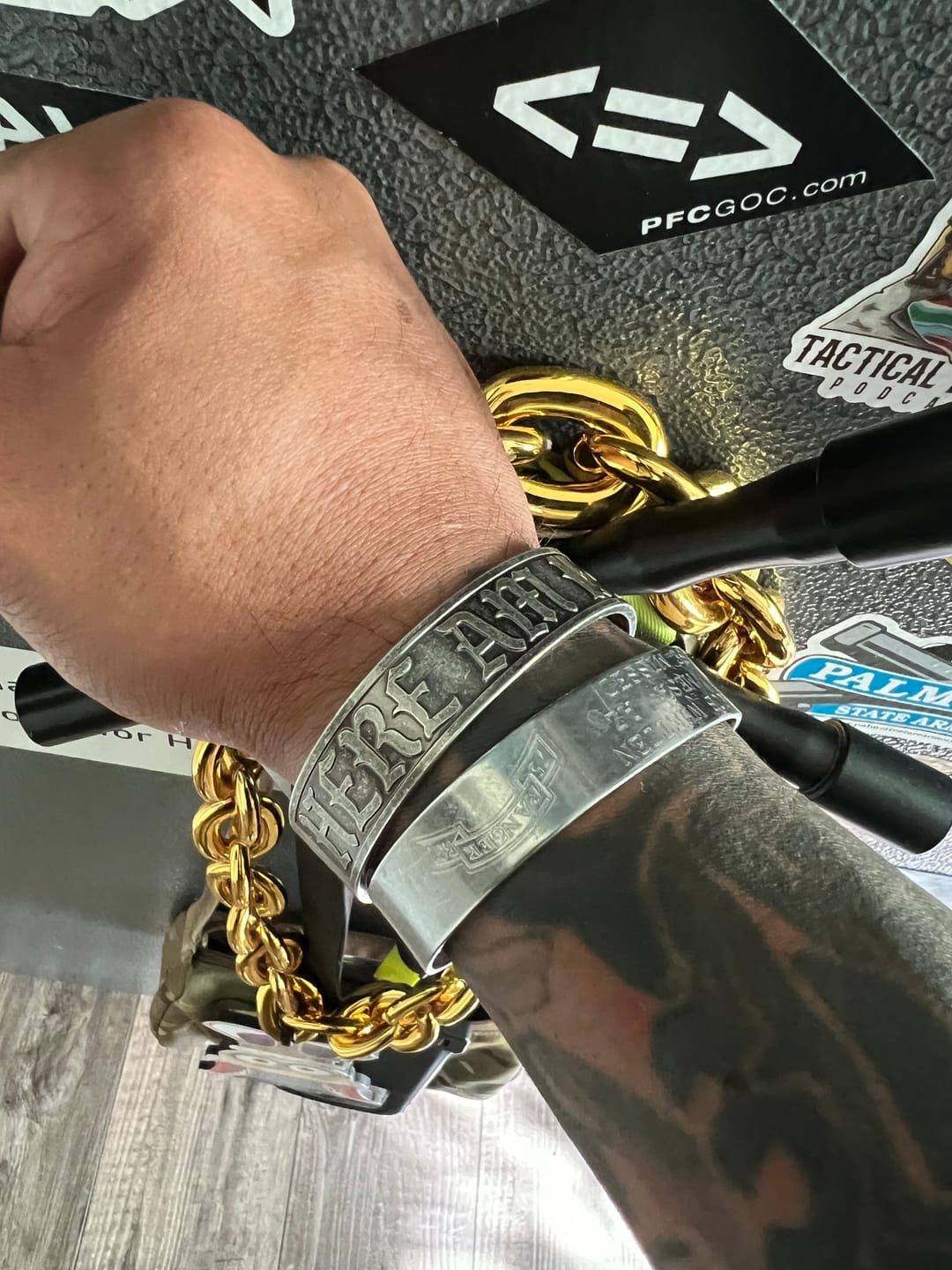 Customer photo review of Here Am I. Send Me. - Stainless Steel Cuff Bracelet