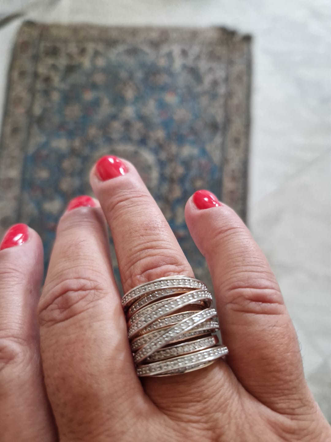 Customer photo review of Anello Multifilo a Fascia Intrecciato con Cubic Zirconia