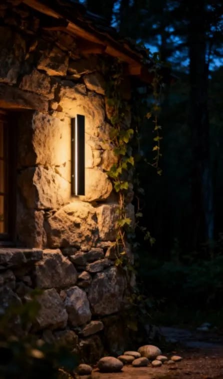 Customer photo review of Raymo Outdoor Wall Light With Linear LED Strip, Black IP65