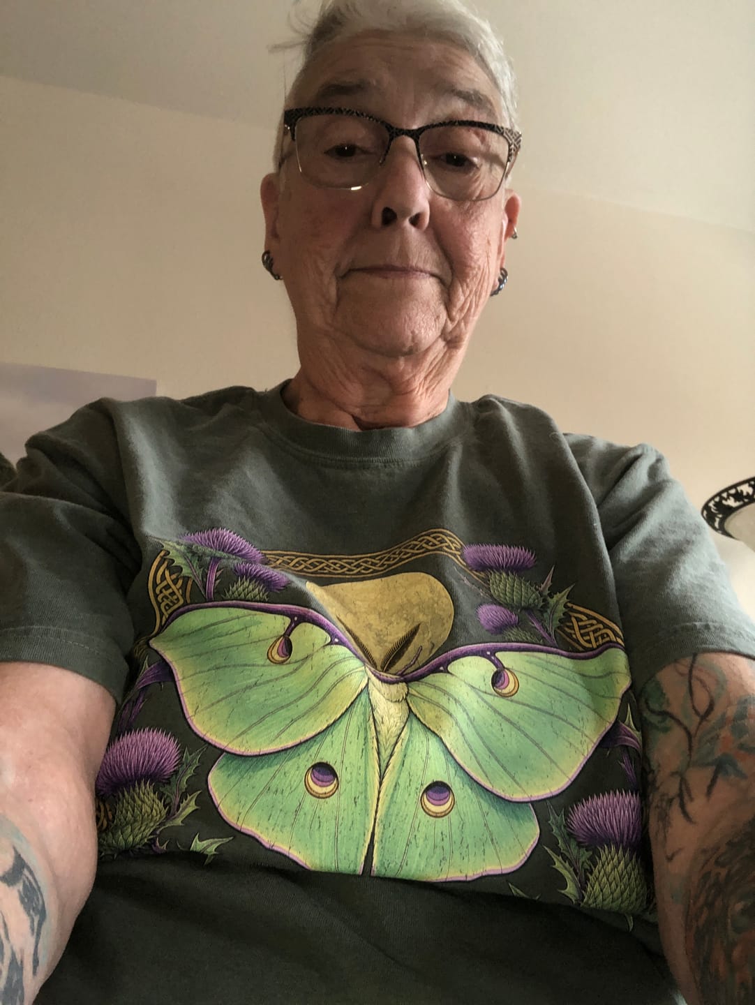 Customer photo review of Thistle Luna Moth T-Shirt