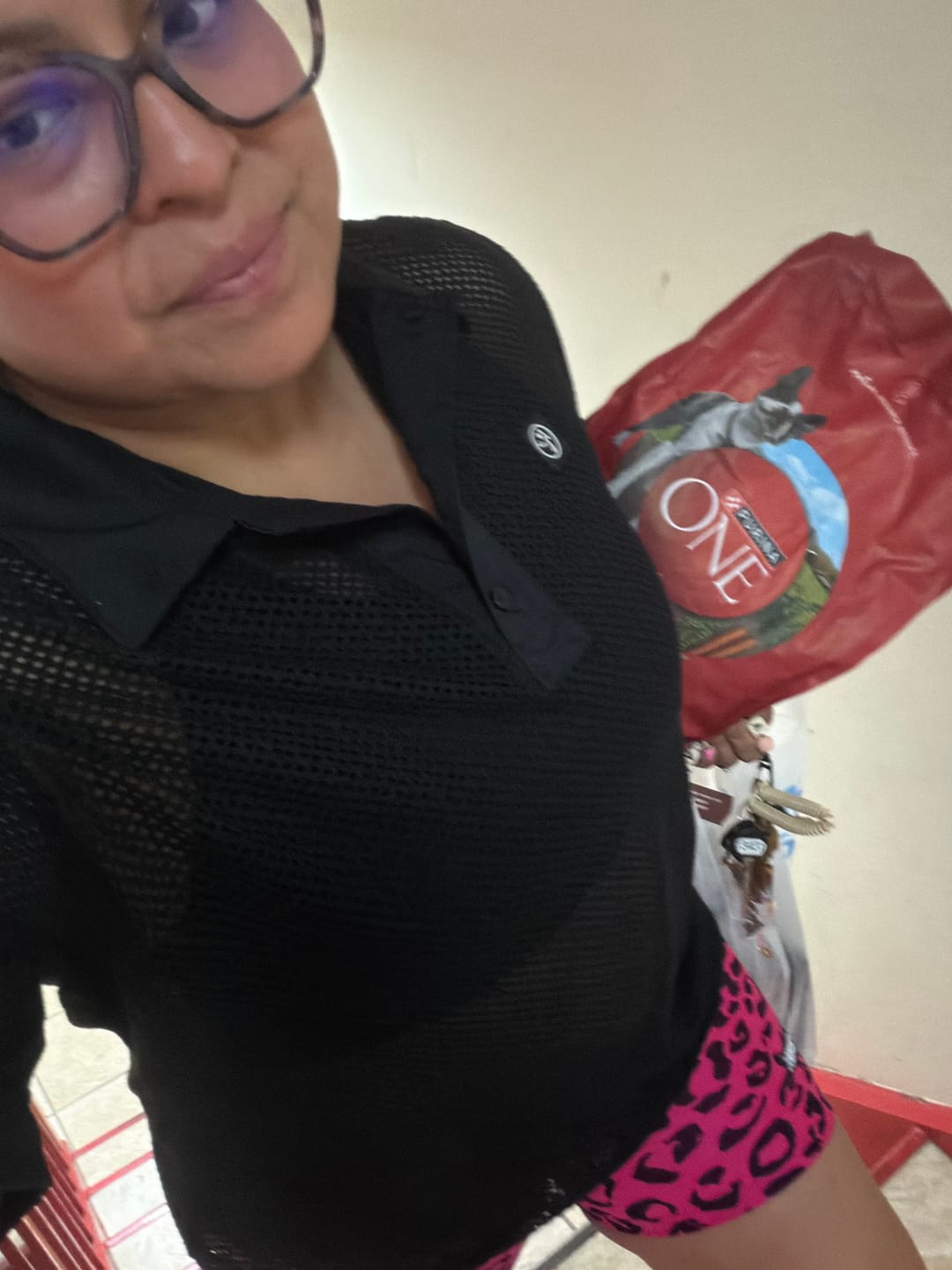 Customer photo review of Zumba Sizzlin' High Waisted Biker Shorts - Pink/Black