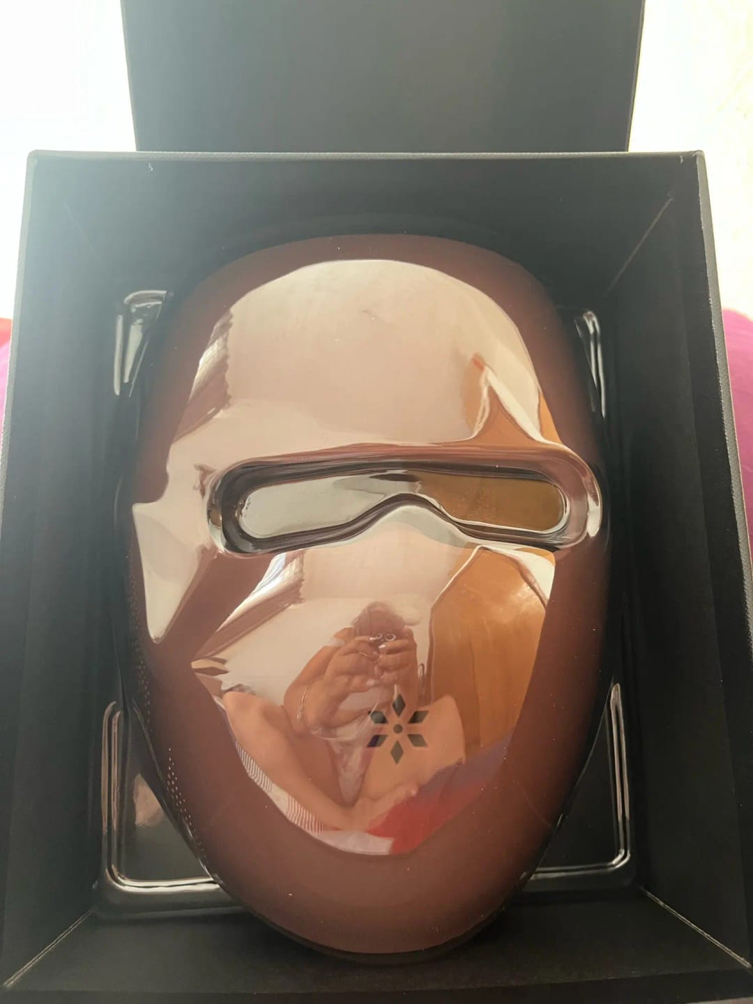 Customer photo review of LED Red Light Therapy Face And Neck Mask for Skin Renewal