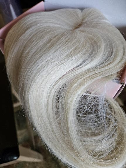 Customer photo review of Natural Invisible Straight Hair Topper – Seamless Crown Volume for Thinning Hair
