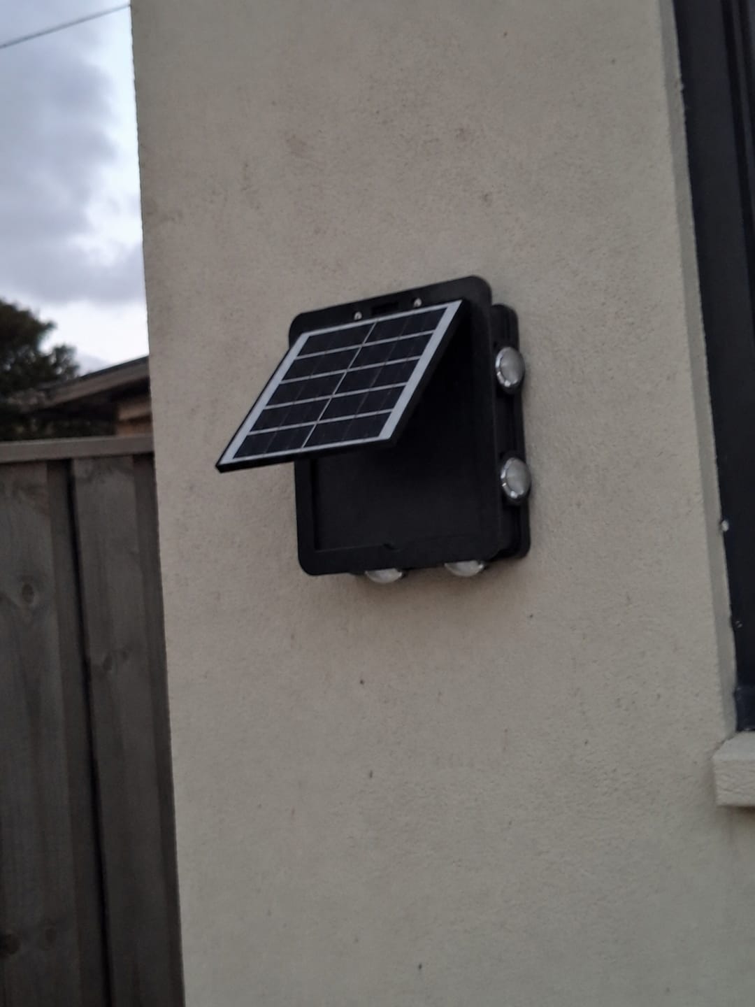 Customer photo review of 4-Way Beam Solar Wall Lights | Warm/Cool White/RGB | IP65 Waterproof