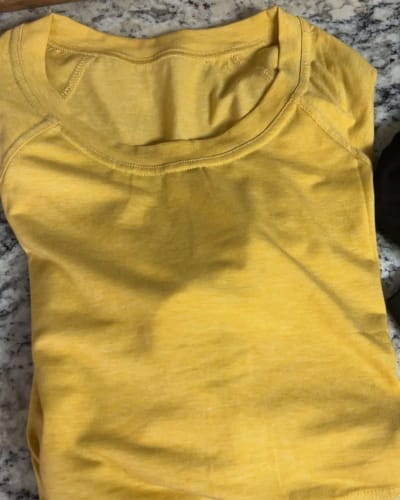 Customer photo review of Panel Solid Color Flared Sleeve T-Shirt