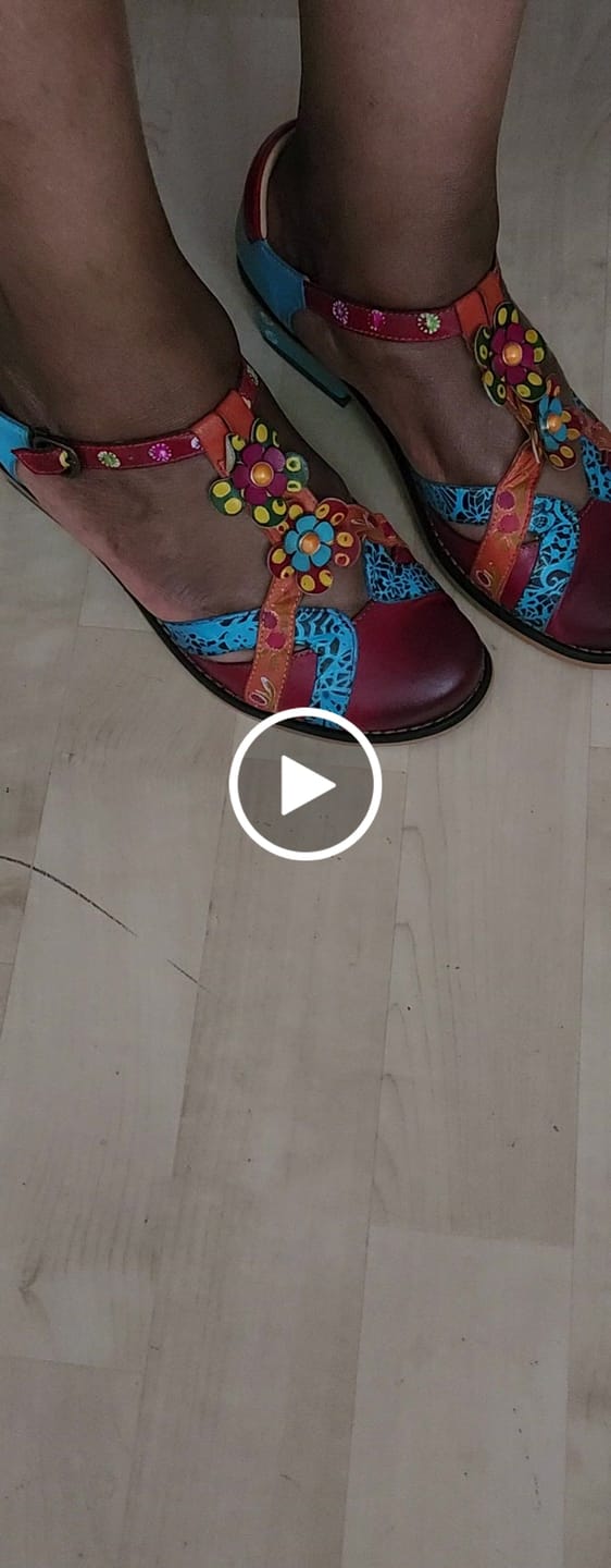 Customer video review of Hand Painted Genuine Leather Handmade Pattern Sandals