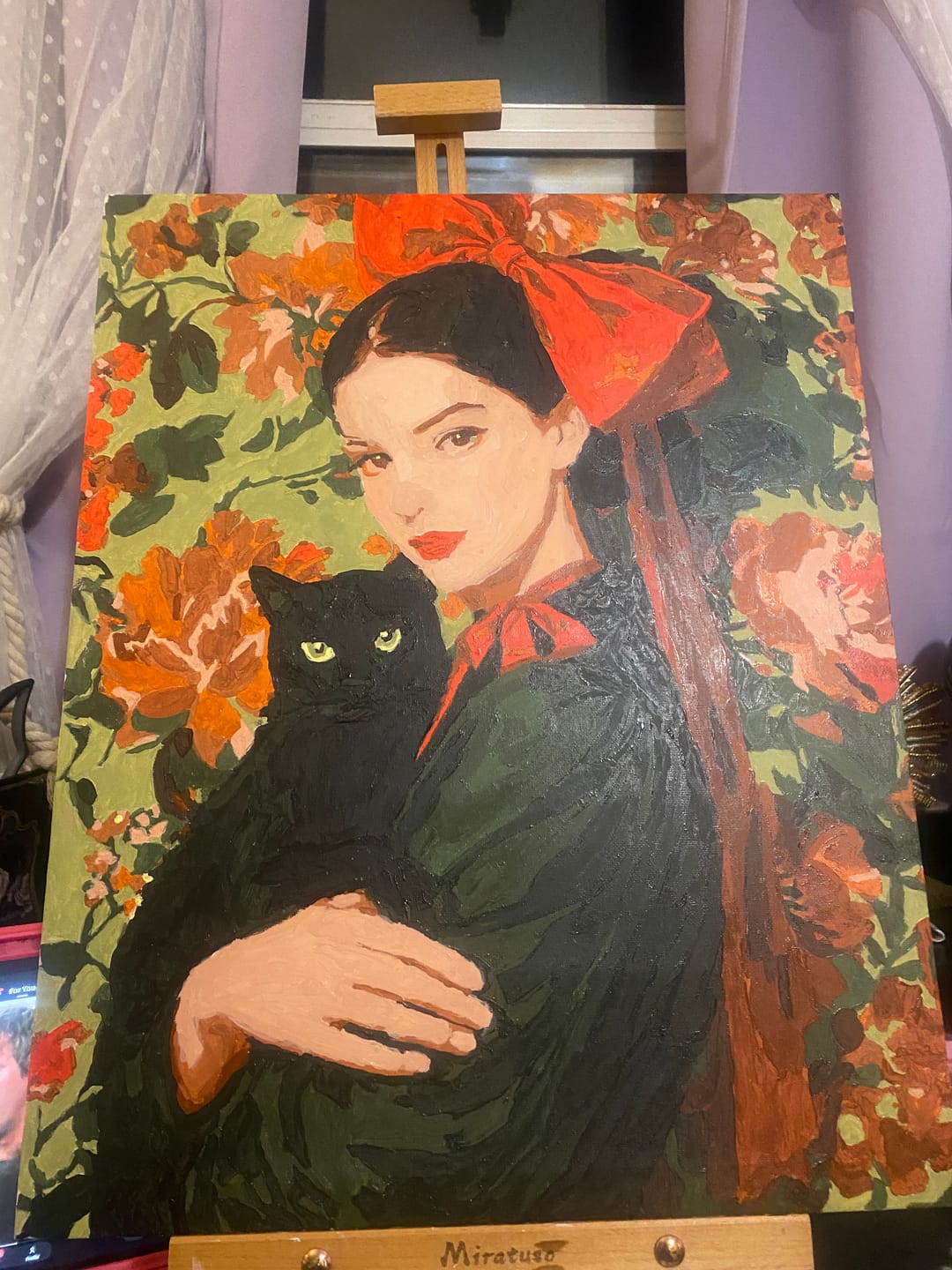 Customer photo review of A red bow girl | Paint by Number