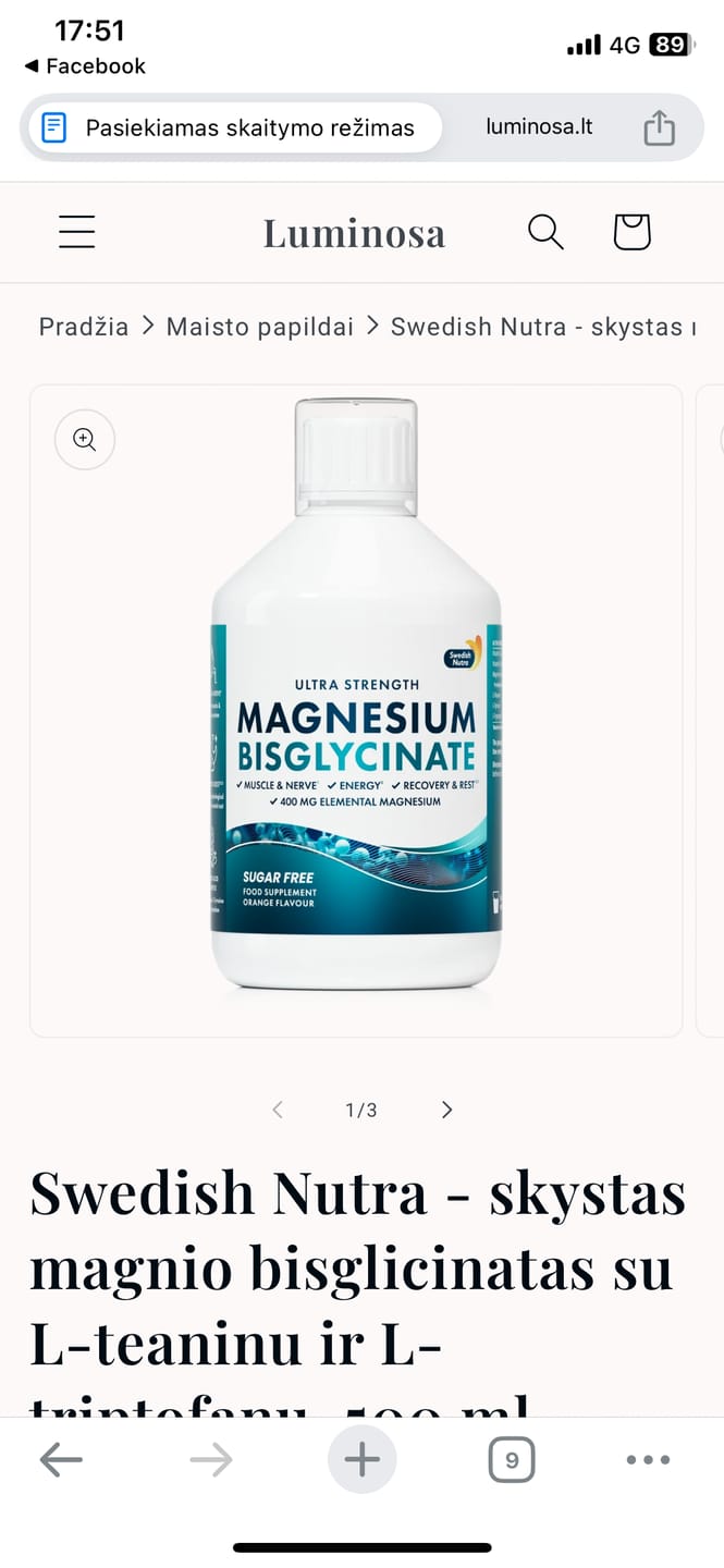 Customer photo review of Swedish Nutra - skystas magnio bisglicinatas su L-teaninu ir L-triptofanu, 500 ml
