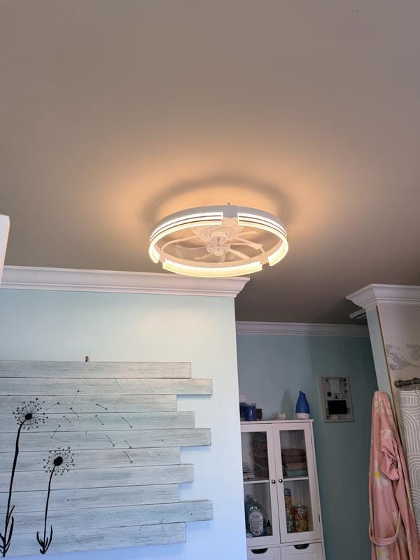 Customer photo review of Dimmable Indoor Bedroom Flush Mount Ceiling Fan with Light