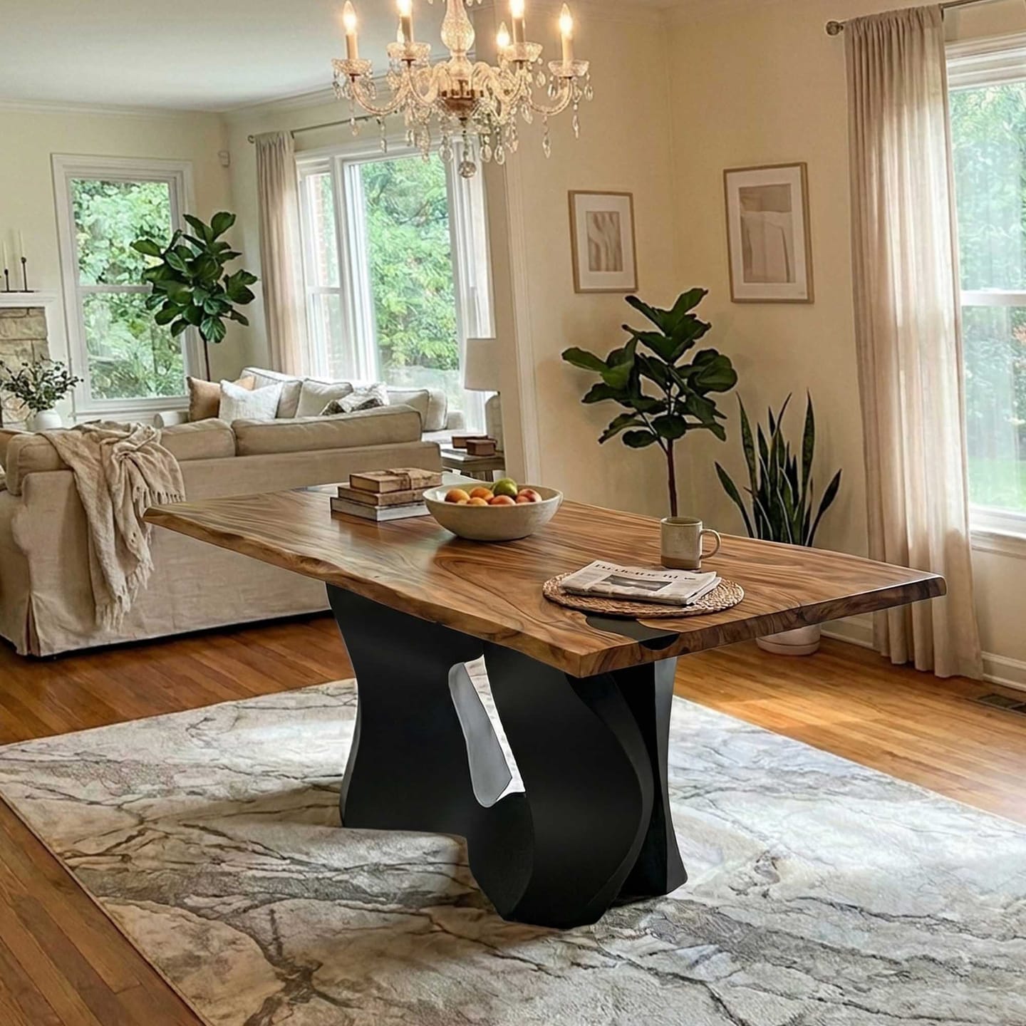 Customer photo review of Dining Table with Rocky Metal Table Base for Rectangular Top - 503