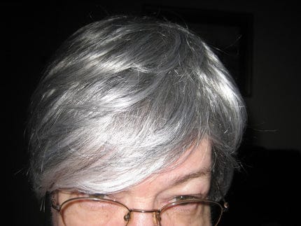 Customer photo review of Classic Straight Pixie Hair Topper – Instant Fullness for Thinning Crowns