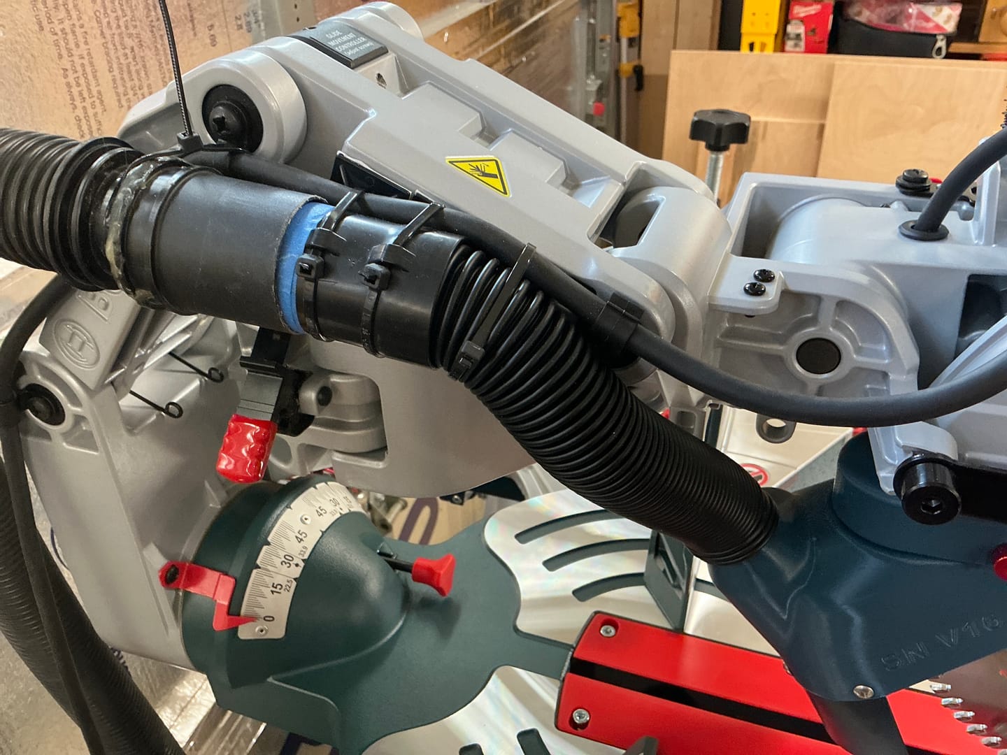 Customer photo review of Dust Collection Chute for Bosch Axial Glide Miter Saw