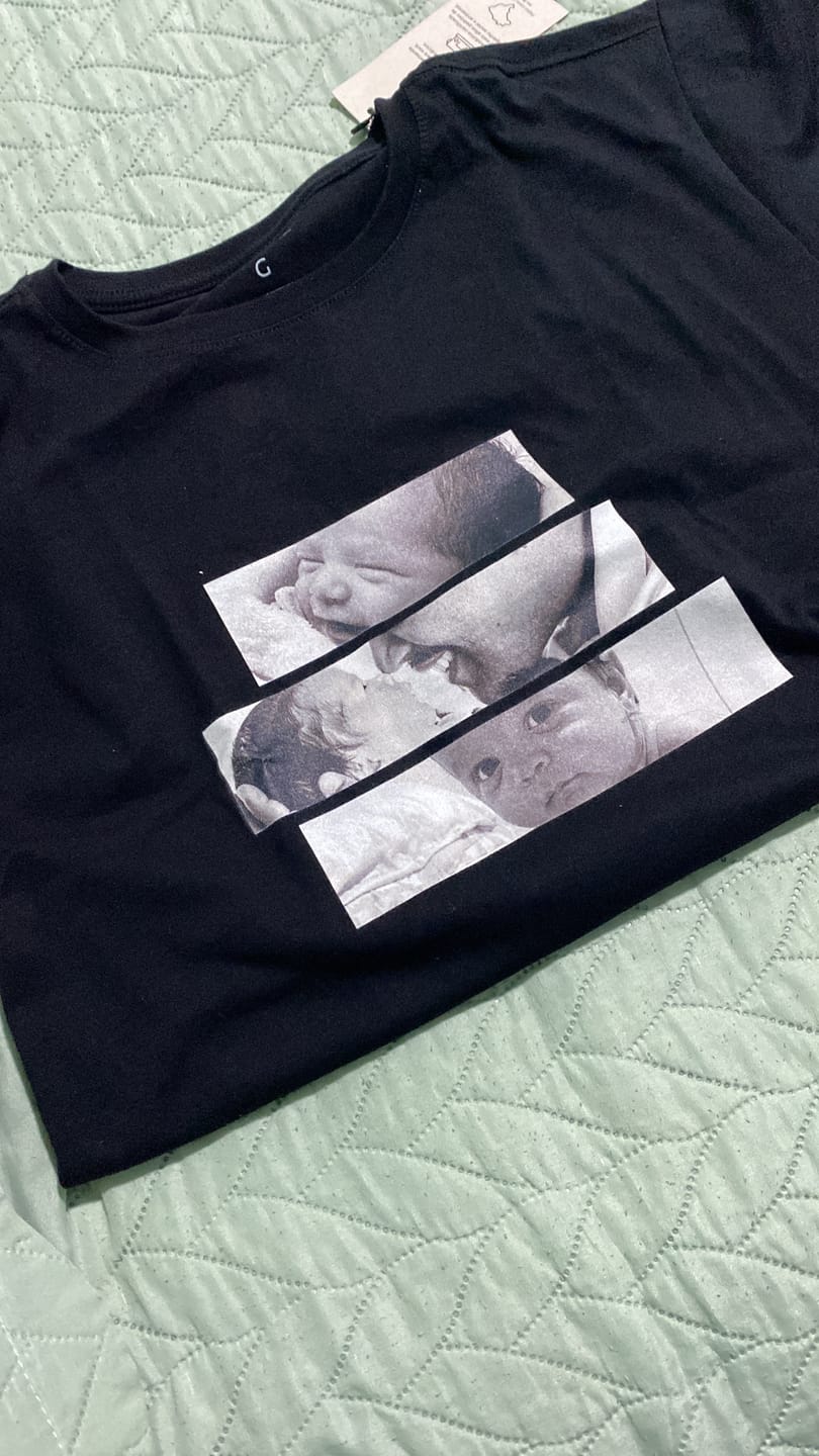 Customer photo review of Camiseta Personalizada OLHARES DOS FILHOS (Até 6) - Algodão 100%